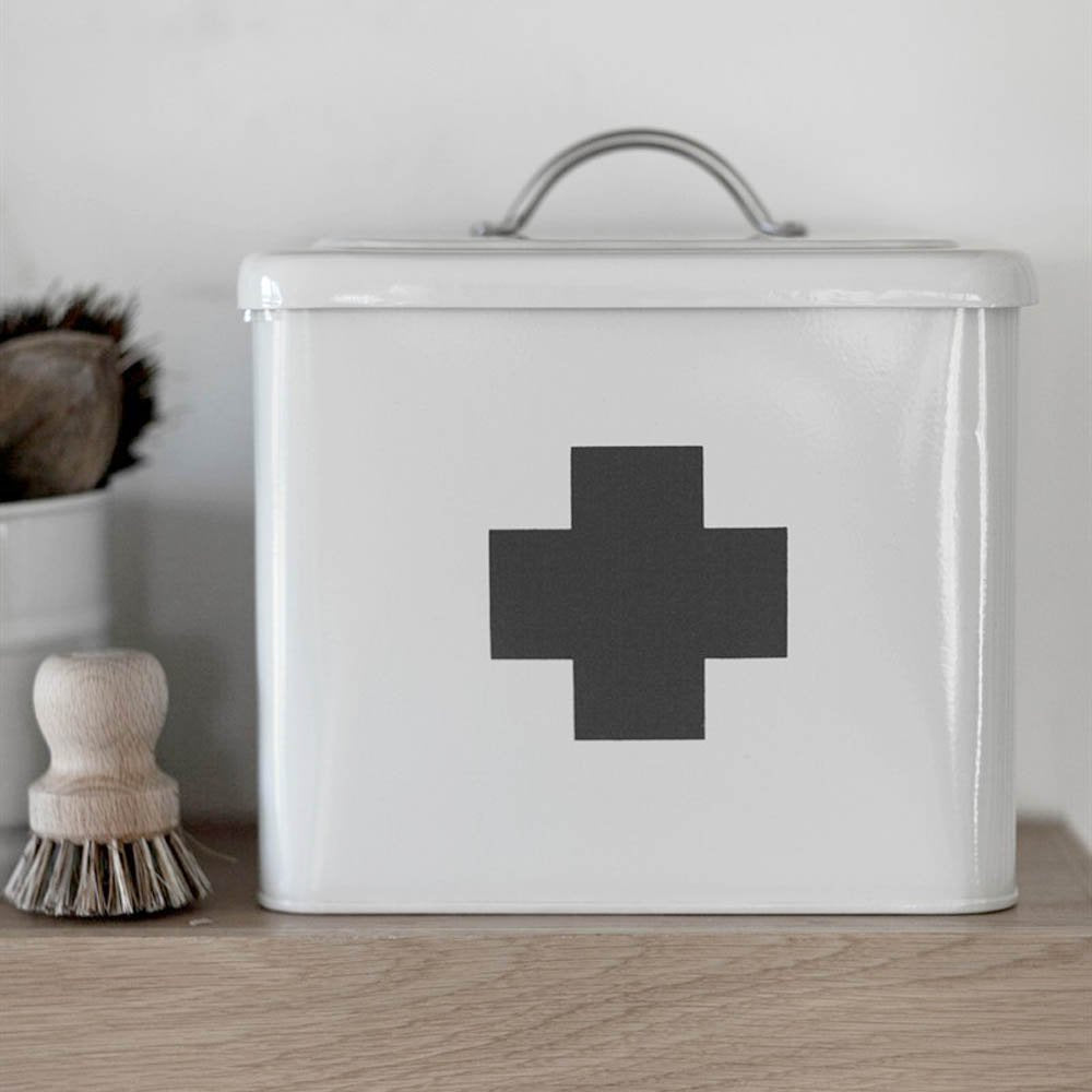 First Aid Tin Box - Compact & Portable First Aid Kit for Home, Office, Travel & Emergency Preparedness - Chalk White Finish