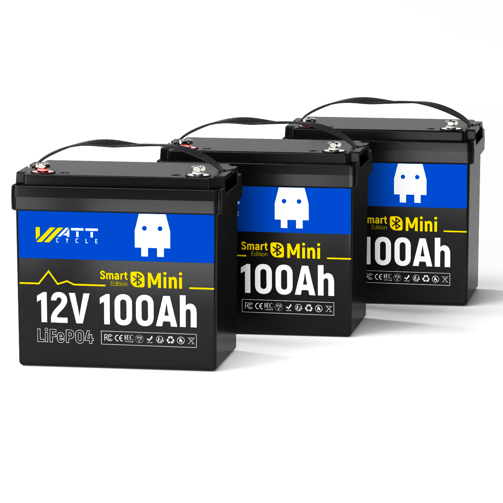12V 100Ah Mini LiFePO4 Battery with Bluetooth - Lightweight Lithium Iron Phosphate Deep Cycle Battery for RV, Solar, Marine & Off-Grid Power - Perfect for Camping, Boating and Emergency Backup