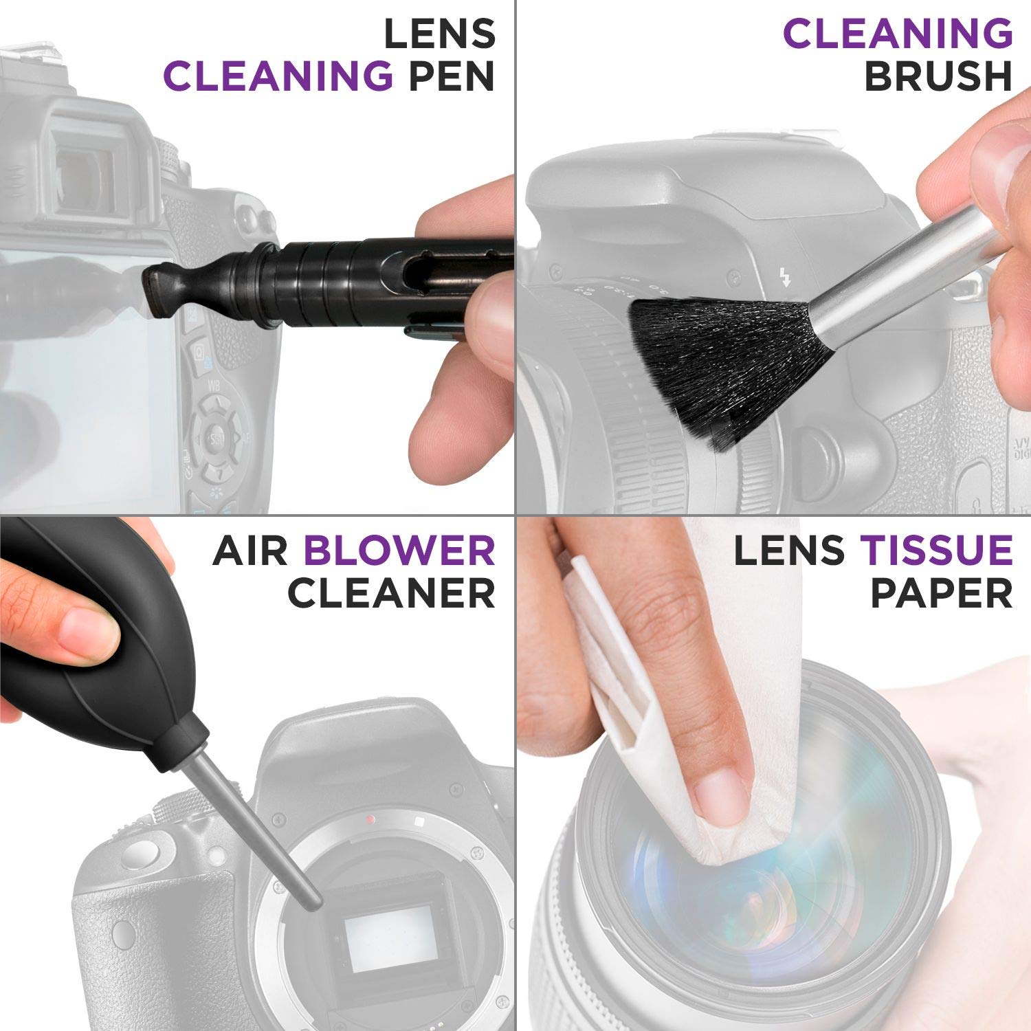 Professional Camera Cleaning Kit for DSLR & Mirrorless Cameras - Lens & Sensor Cleaner with Blower, Swabs, Brush, Spray & Case - Perfect for Full Frame Camera Maintenance & Travel Photography Gear Care