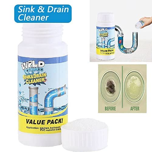 **MeeTo Powerful Drain Cleaner Powder - Fast Acting Sink & Toilet Clog Remover - 110 GM - Unclog Drains, Pipes & Toilets for Home & Kitchen Use**