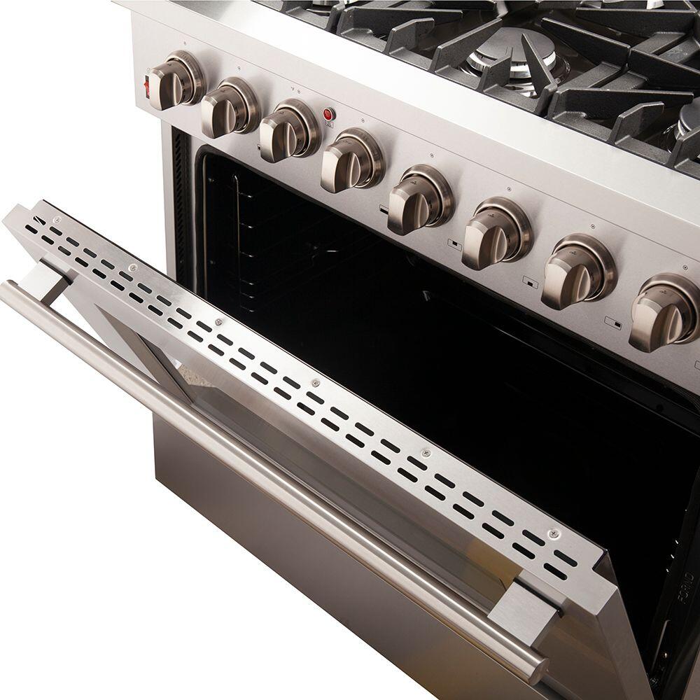 Forno Galiano Gold Professional 36-inch 5.36 cu. ft. Freestanding Dual Fuel Range - Gas Stove & Electric Oven in Stainless Steel (Model FFSGS6156) | Perfect for Home Kitchens & Professional Cooking