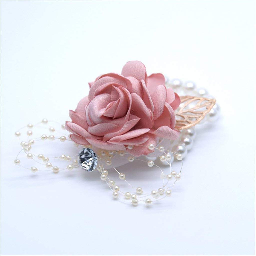 Elegant Rose Wedding Wrist Corsage & Boutonniere Set - Champagne Pink Silk Flower Bouquet for Prom, Bridal Party & Formal Events - Perfect for Weddings, Dances & Special Occasions