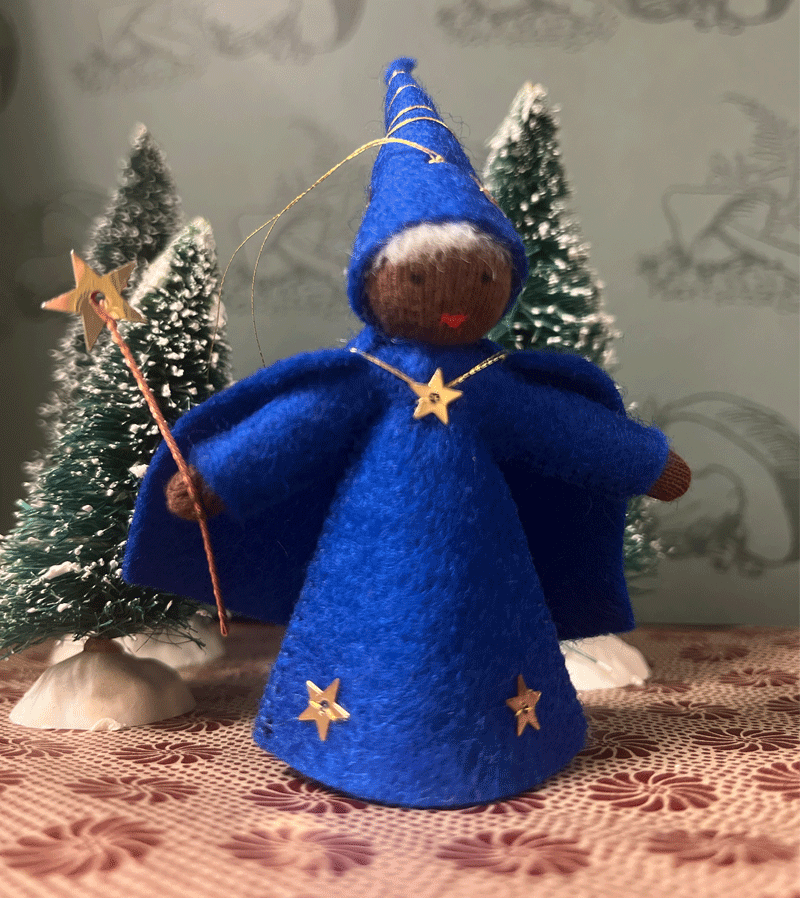 2023 Black Wizard Waldorf Felt Doll - Handmade Waldorf Inspired Toy for Kids | Perfect for Imaginative Play, Storytelling & Waldorf Education