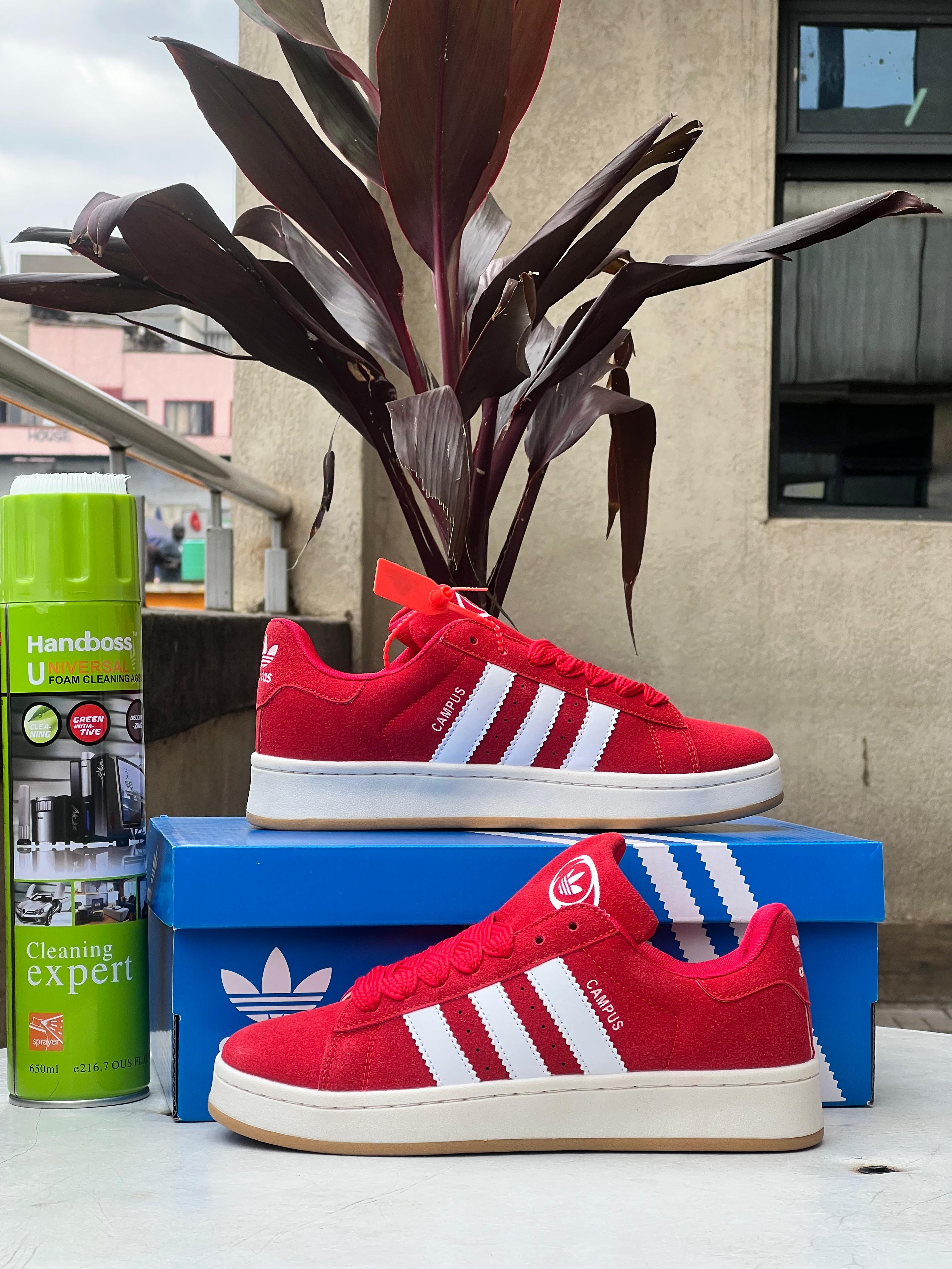 Adidas Campus Sneakers - Red & White Classic Casual Shoes for Men & Women | Perfect for Streetwear, Gym, and Everyday Fashion