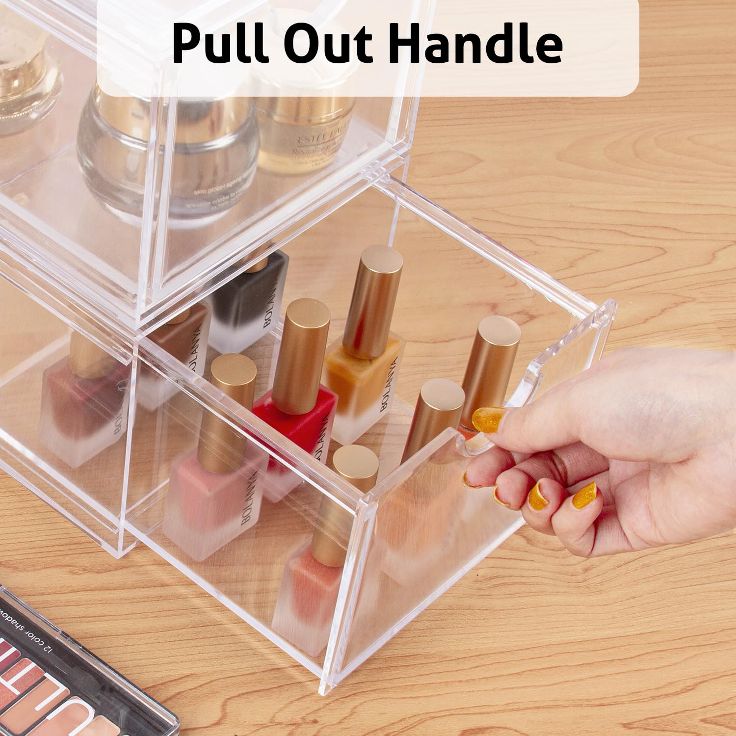Stackable Acrylic Makeup Organizer Drawers - 2-Piece Set for Cosmetics, Bathroom Counter, or Dresser | Clear Storage for Vanity & Beauty Products