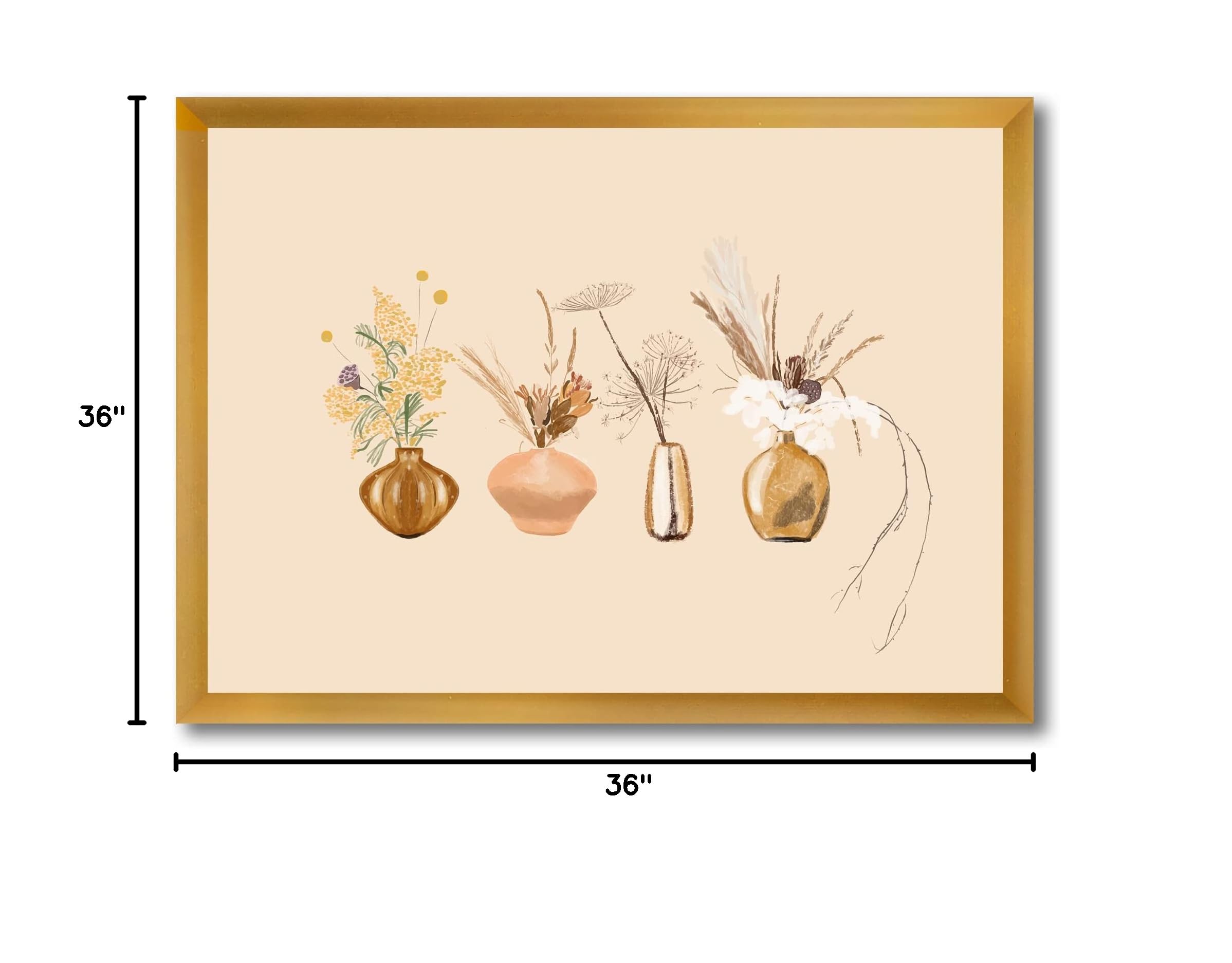 Bouquets of Wildflowers in Gold Vases II - Traditional Framed Wall Art Decor for Living Room, Bedroom & Office | Floral Painting Home Decor Gift