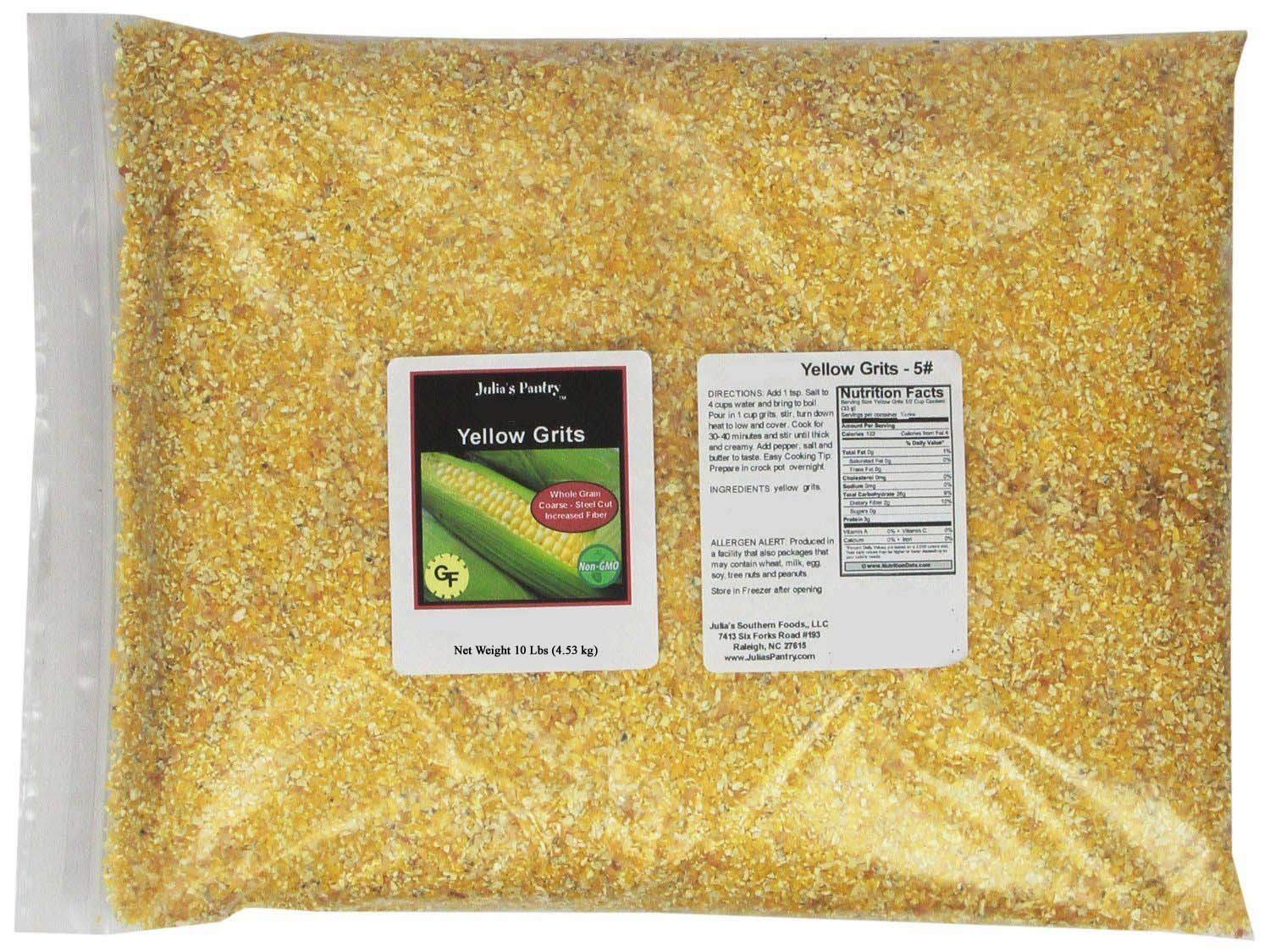 Organic Steel Cut Whole Kernel Yellow Corn Grits - 10 lb Bulk Bag | Gluten Free, Non-GMO, Vegan | Perfect for Polenta, Cornbread & Healthy Breakfast Recipes