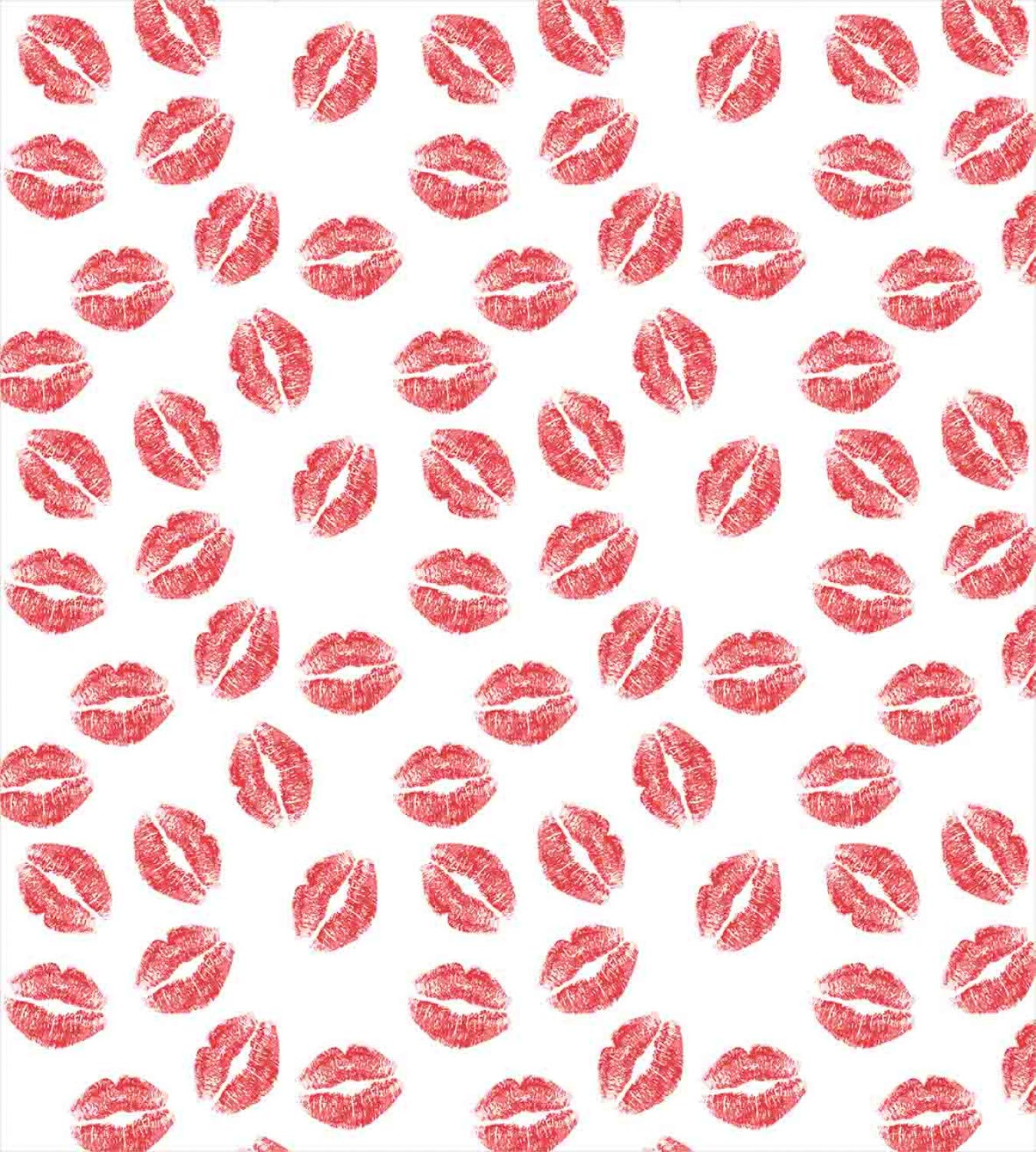 Ambesonne Feminine Duvet Cover Set - Lipstick Kiss Marks Valentine Wedding Theme 3-Piece Bedding Set with 2 Pillow Shams, California King Size, White & Red | Perfect for Romantic Bedrooms, Anniversary Gifts & Couples Retreats