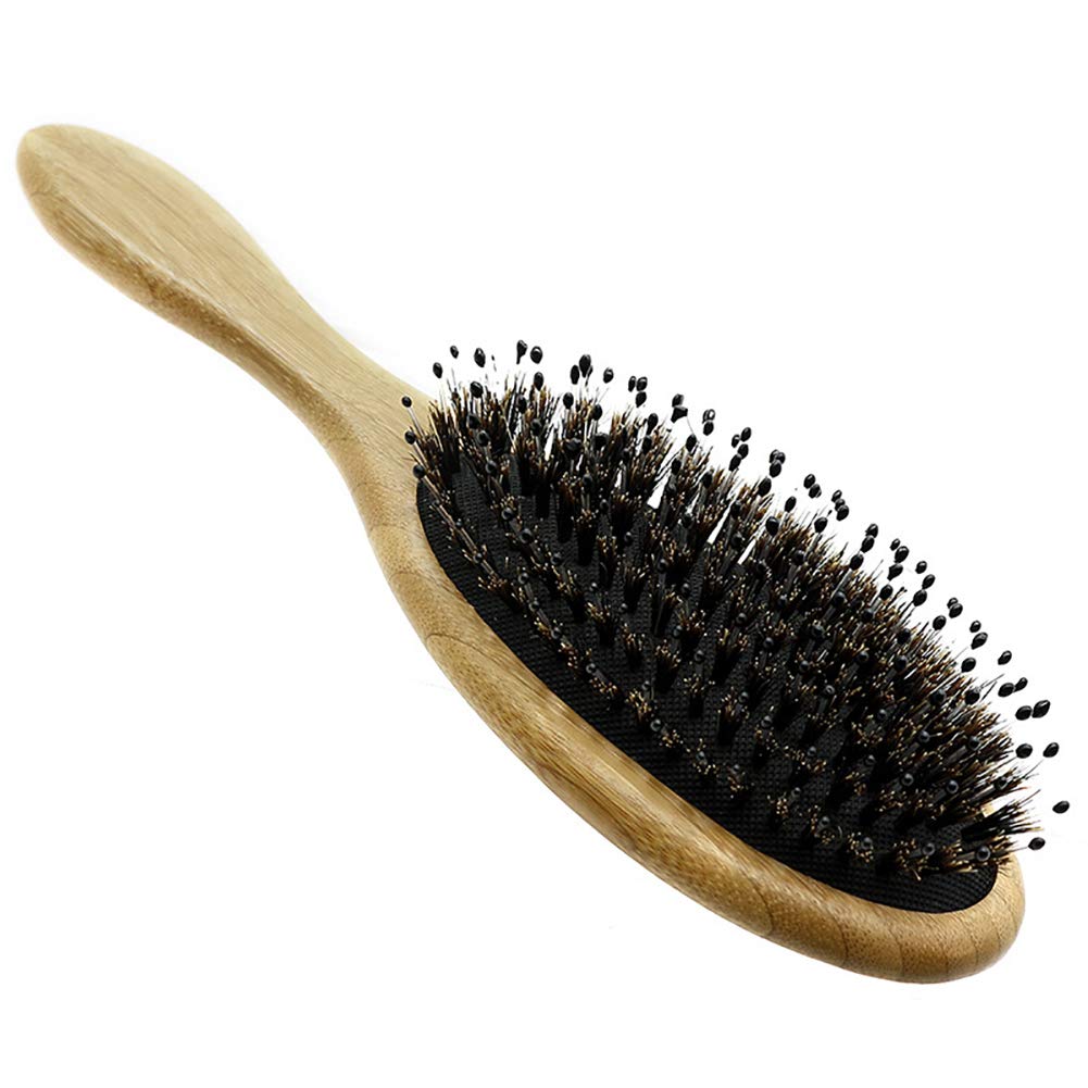 Premium Boar Bristle Hair Brush Set (2 Pack) - Natural Wooden Bamboo Detangling Brush for Thick Hair, Reduces Static & Hair Breakage - Perfect for Daily Styling, Salon Use & Travel Essentials