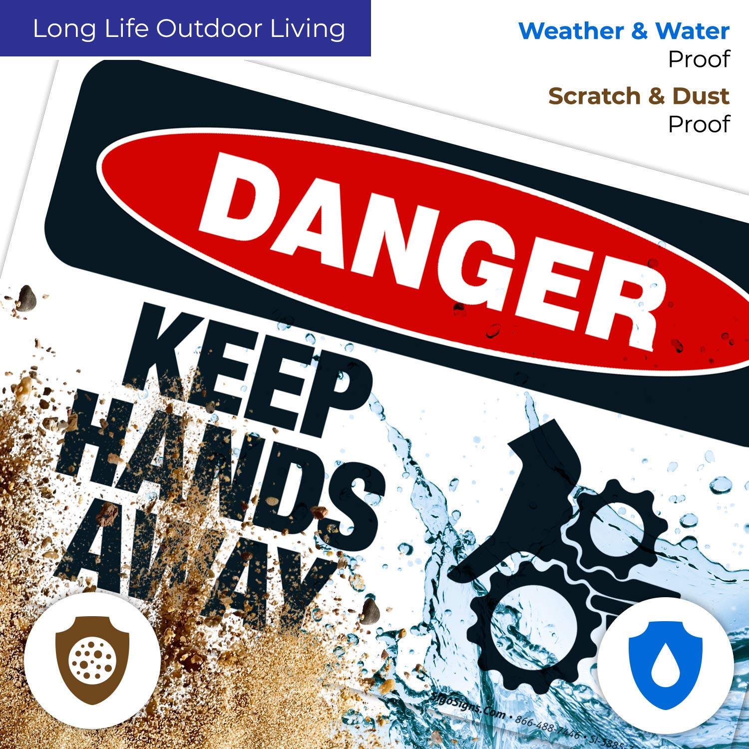 Danger Keep Hands Away Sign - OSHA Compliant 10x7 Inches, Rust-Free .040 Aluminum, Fade Resistant for Indoor & Outdoor Use - Made in USA | Perfect for Factories, Warehouses & Construction Sites