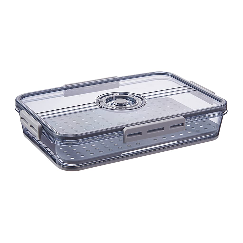 Clear Airtight Food Storage Containers for Freezer & Refrigerator - BPA-Free Plastic Organizer Box for Fruits, Vegetables, Meal Prep (32.5x22.5x6.3cm, Gray) | Perfect for Kitchen Pantry Organization & Leftover Storage
