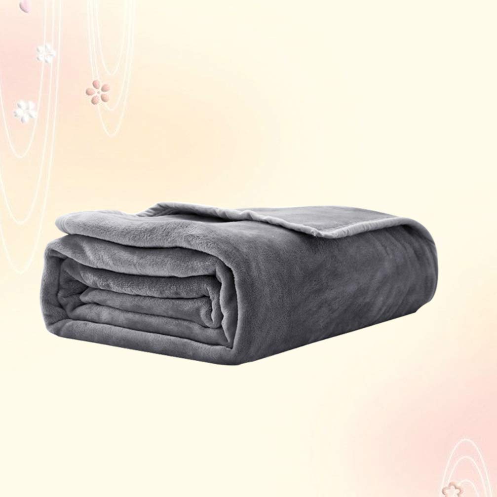 POPETPOP Solid Color Flannel Fleece Blanket - Soft Warm Cozy Bed Blanket for Winter, Home, Office & Travel Use