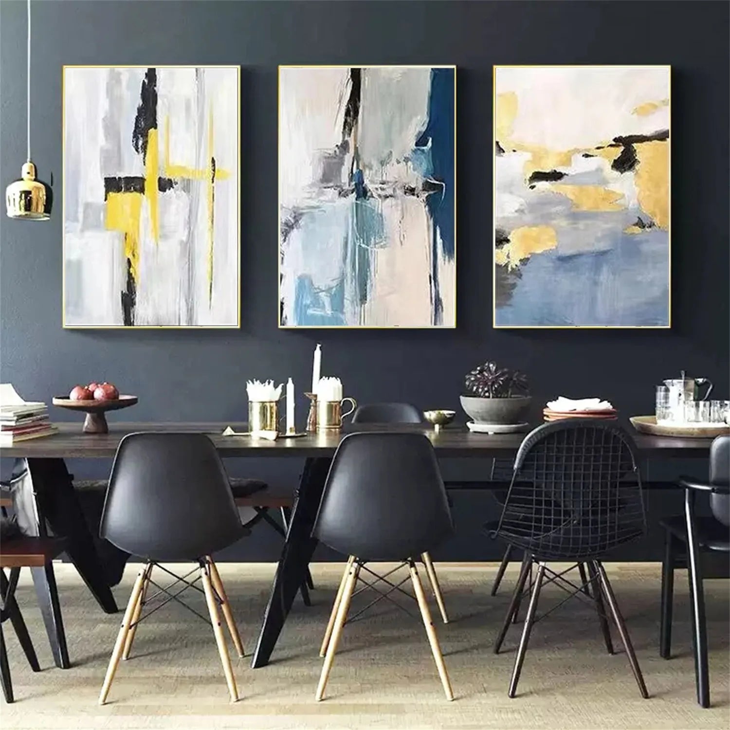 Abstract Painting Set of 3 - Modern Wall Art Canvas Prints for Living Room, Bedroom & Office Decor | #AB222