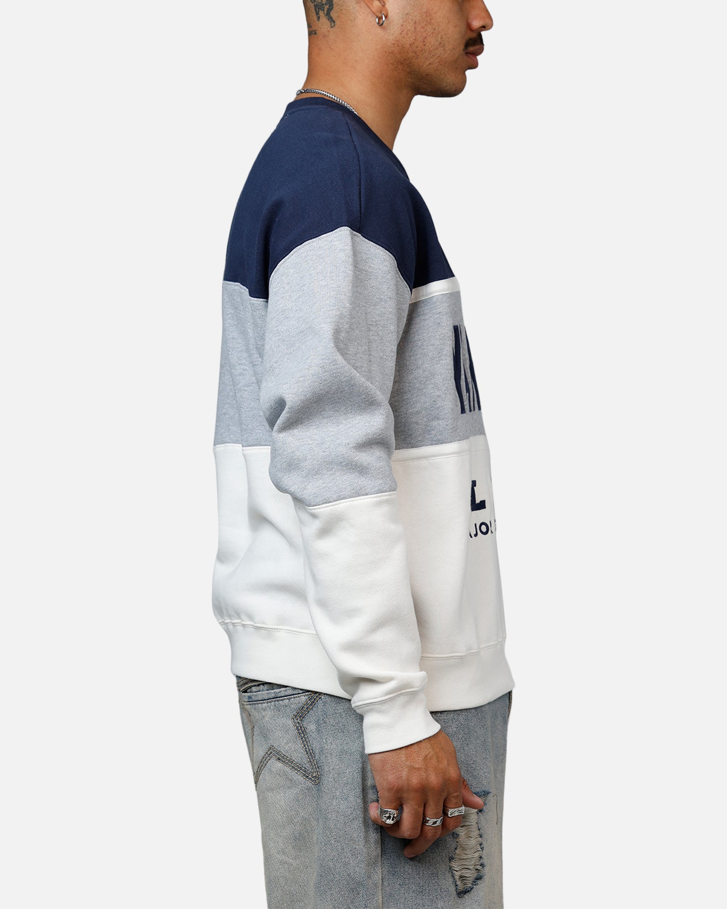 47 Brand New York Yankees On Five Crewneck Sweatshirt - Navy & Grey - Men's Casual Baseball Fan Apparel for Game Day & Streetwear