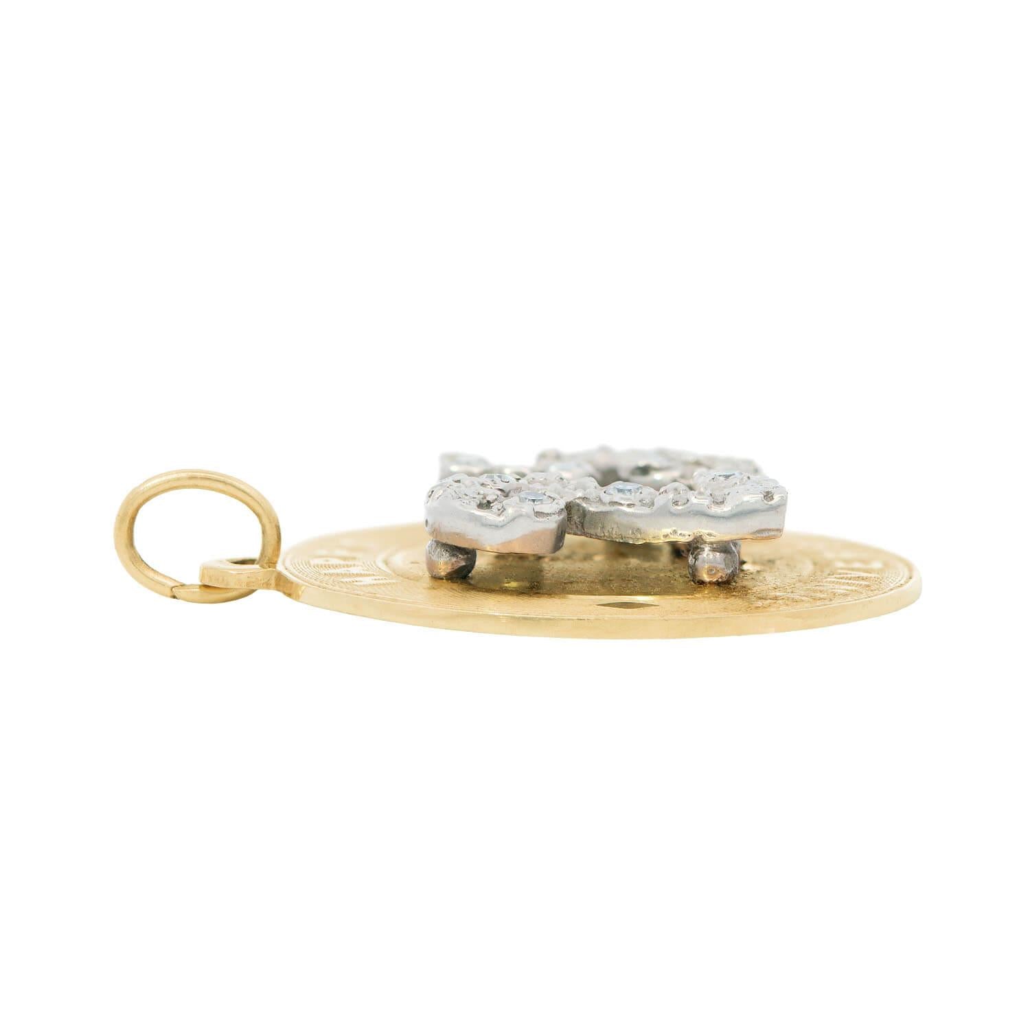 14K Gold Retro Diamond Charm for 25th Anniversary - Elegant Jewelry Gift for Her - Perfect for Milestone Celebrations & Special Occasions