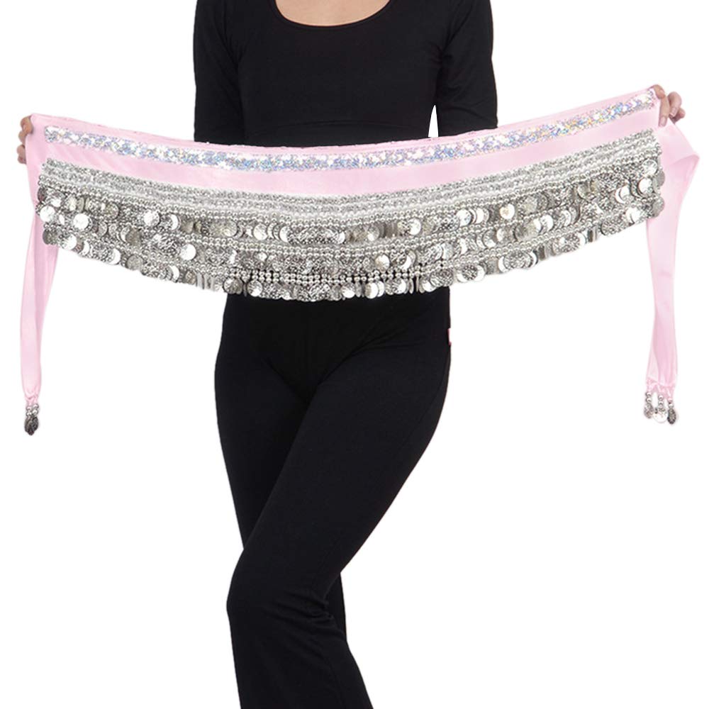 Belly Dance Hip Scarf with Multi-Row Silver Coins, Elegant Dance Skirt for Performances, Perfect Gift for Dancers and Fitness Enthusiasts, Ideal for Belly Dance Classes, Performances, and Cultural Events