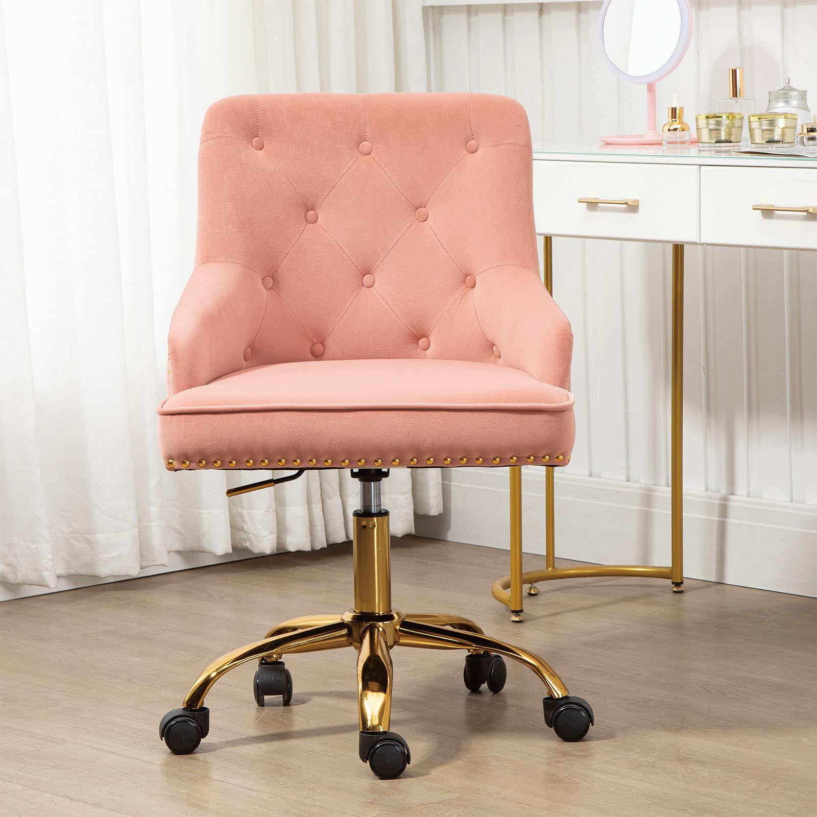 LIBOOI Modern Velvet Office Chair - Adjustable Swivel Desk Chair with Soft Seat, Ergonomic Home Office Chair for Computer Work, Gaming & Living Room - Perfect for Work, Study & Relaxation