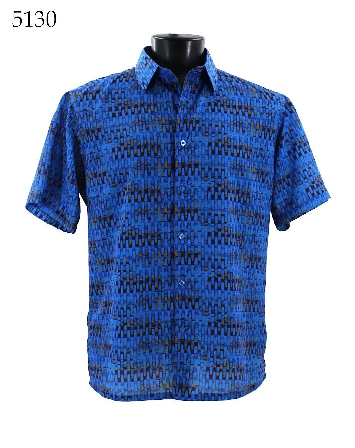 Bassiri Men's Casual Short Sleeve Shirt 5130 - Breathable Cotton Comfort Fit for Summer Outdoor Activities, Travel & Daily Wear