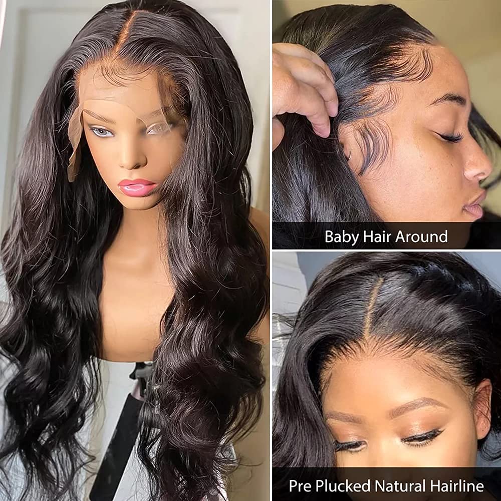13x4 HD Pre Plucked Body Wave Lace Front Wig with Baby Hair | Glueless Transparent Lace Frontal | 180% Density Brazilian Virgin Human Hair Wigs for Black Women | 20 Inch Natural Looking Wig for Daily Wear, Parties & Special Occasions