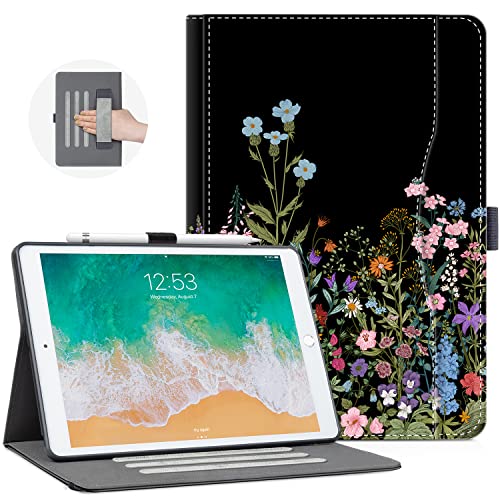 ipad 9th generation case, Black Flowers