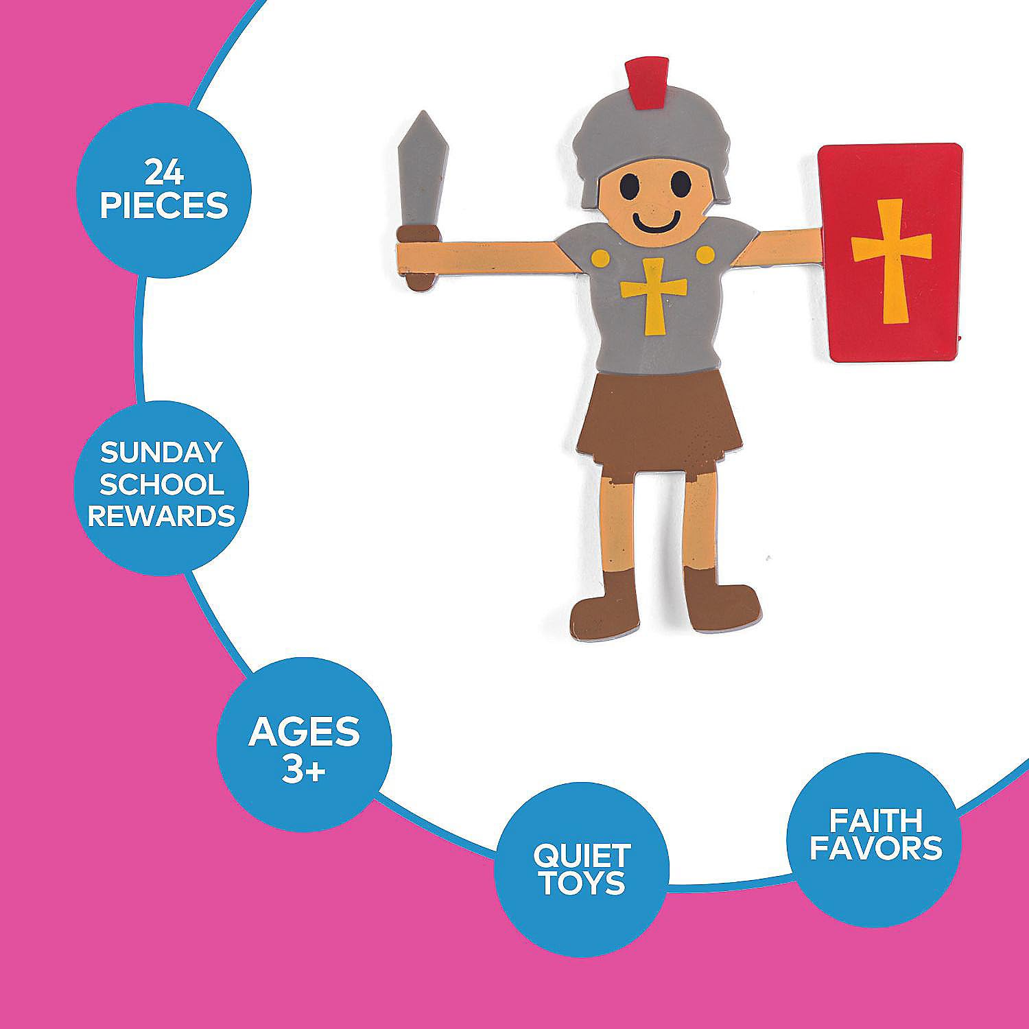 Fun Express Armor of God Bendable Action Figures - 24-Piece Set for VBS, Sunday School & Bible Study Decorations | Flexible Christian Character Toys for Kids