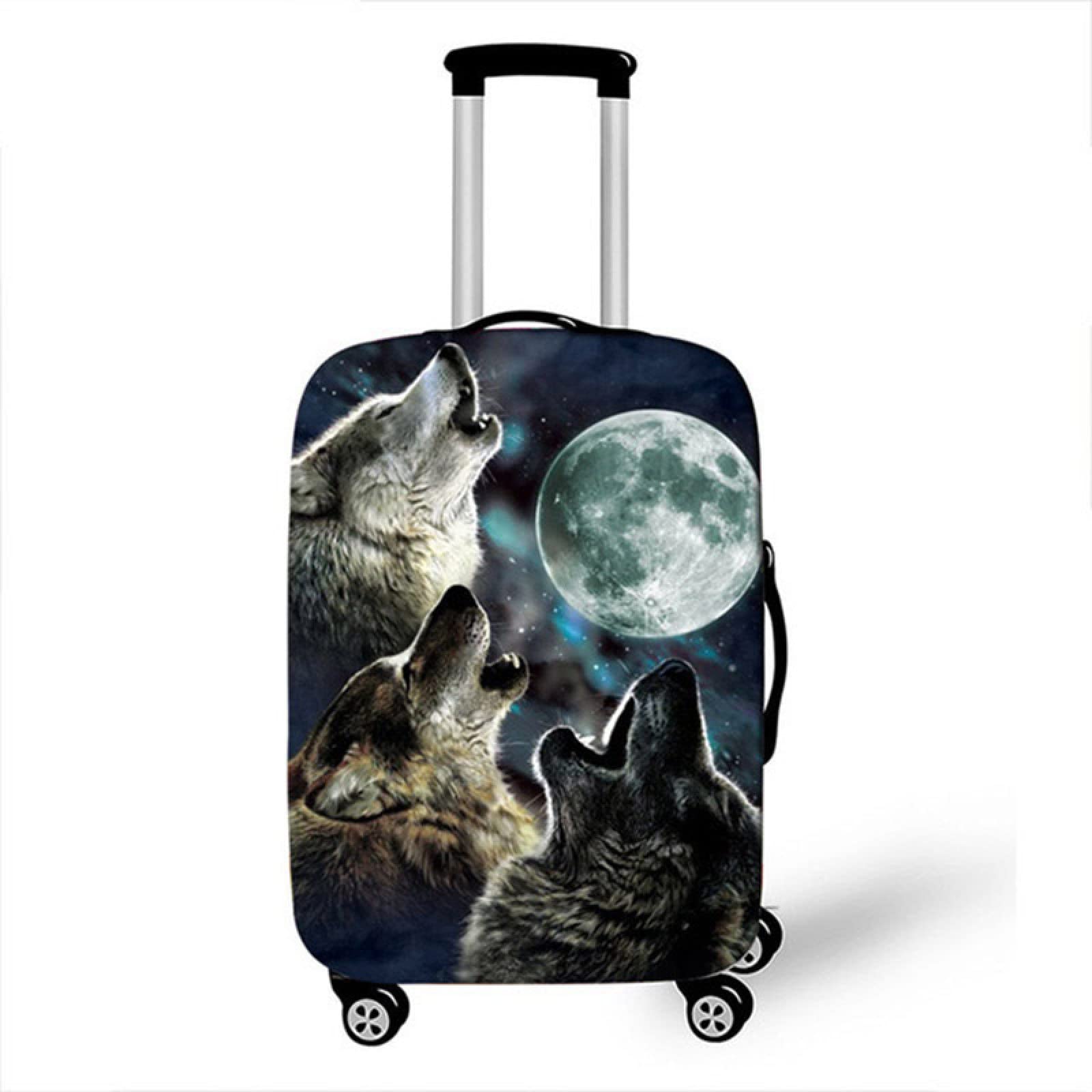 UBNSKJTGBAS Elastic Travel Luggage Cover - Grey Wolf Animal Design Protective Suitcase Cover for 18''-32'' Trunk Cases (Fits 25-28 Inch Luggage) | Perfect for Airplane Travel, Vacation Trips & Suitcase Protection