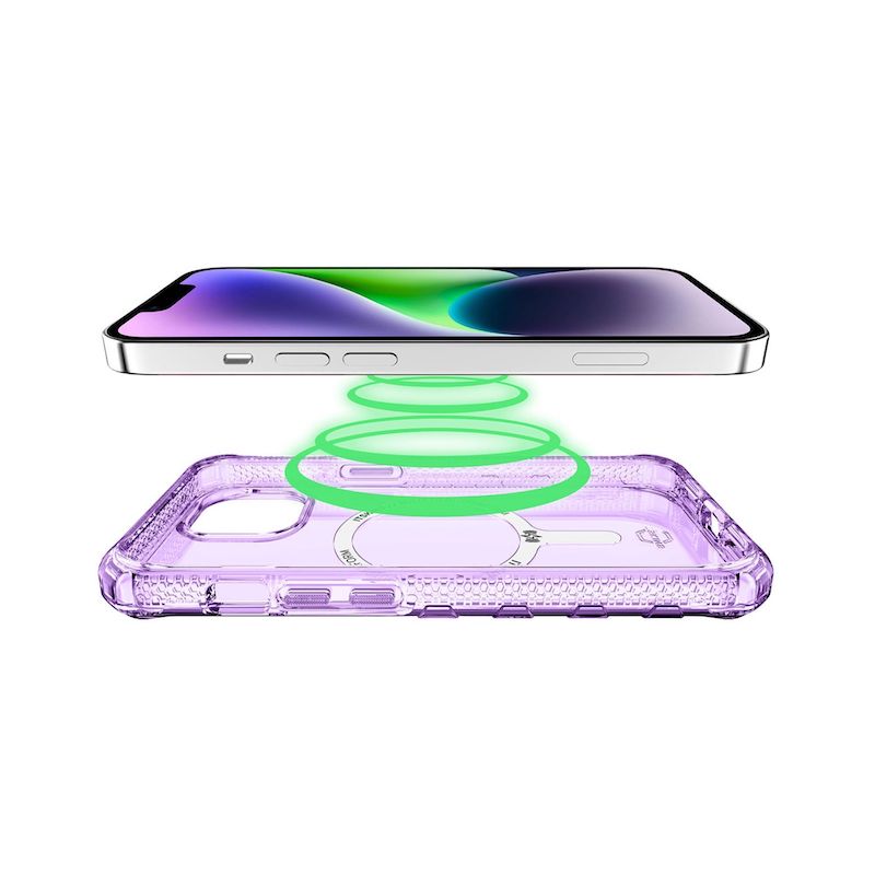 iTSKINS SUPREME MAGCLEAR Magnetic Phone Case for iPhone 14 Plus - Purple | Ultra-Thin Protective Cover with MagSafe Compatibility | Perfect for Work, Travel & Everyday Use
