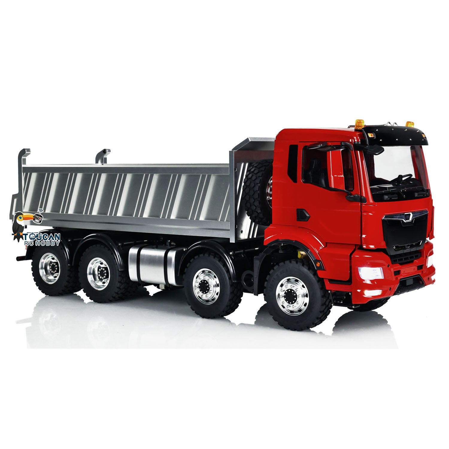 1/14 Scale LESU Custom RTR RC Hydraulic Dump Truck - 8x8 Metal Chassis with Cabin, FS I6S Motor, Servo & ESC - Realistic Sound, Lights & Smoke Effects for Construction Site Play and RC Hobby Enthusiasts