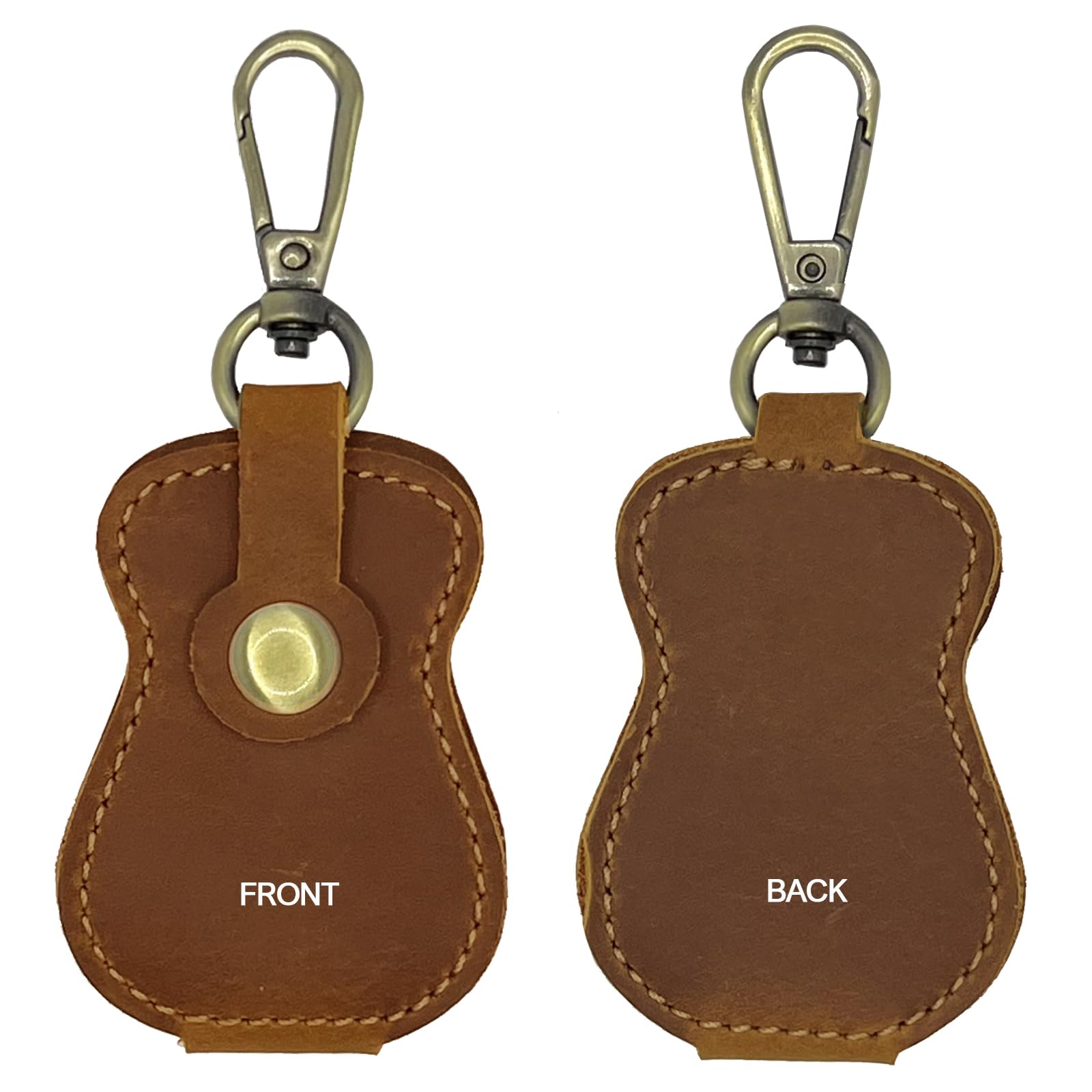 Premium Genuine Leather Guitar Pick Holder Keychain - Compact 4-Pick Storage Case with Hook - Portable Guitar Accessories for Musicians - Perfect for Guitarists, Bass Players & Travel Use