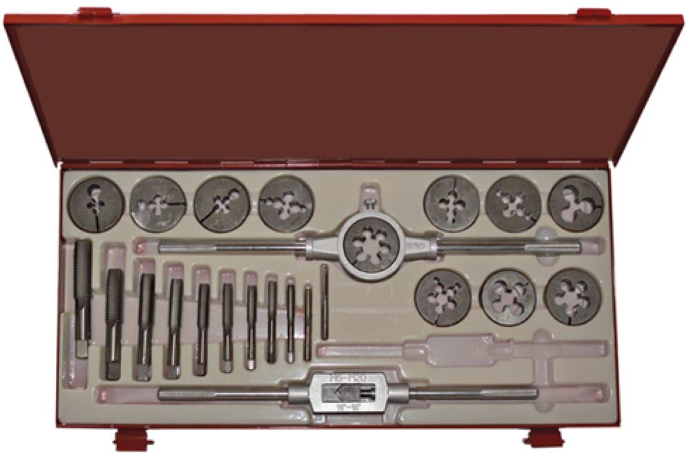 Alfa Tools TDS24MH HSS Metric Tap and Die Set - 24 Piece High Speed Steel Threading Kit for Metalworking, DIY Projects, and Automotive Repairs