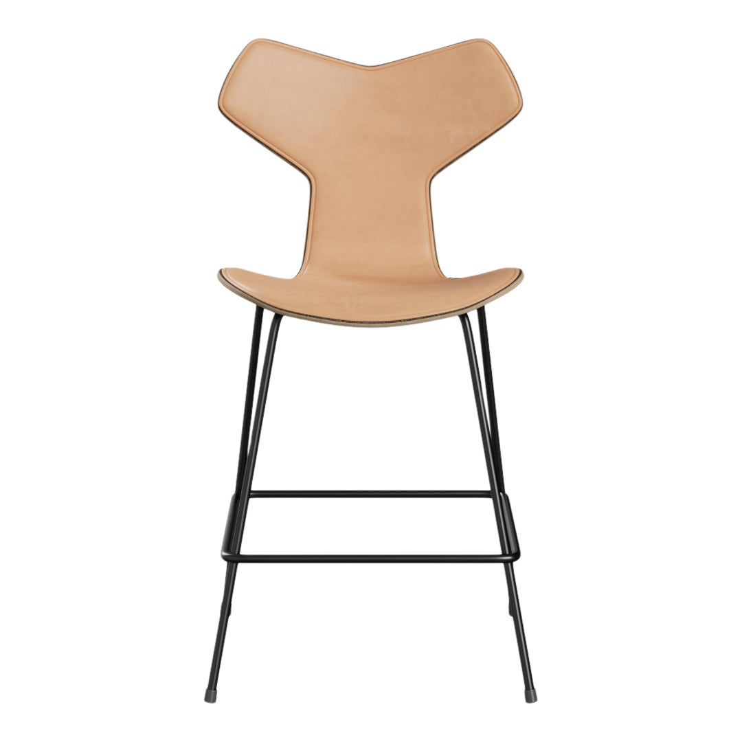 Grand Prix Counter Chair 3138 - Clear Lacquered Wooden Bar Stool with Front Upholstered Seat - Perfect for Kitchen Islands, Home Bars & Restaurant Counter Seating