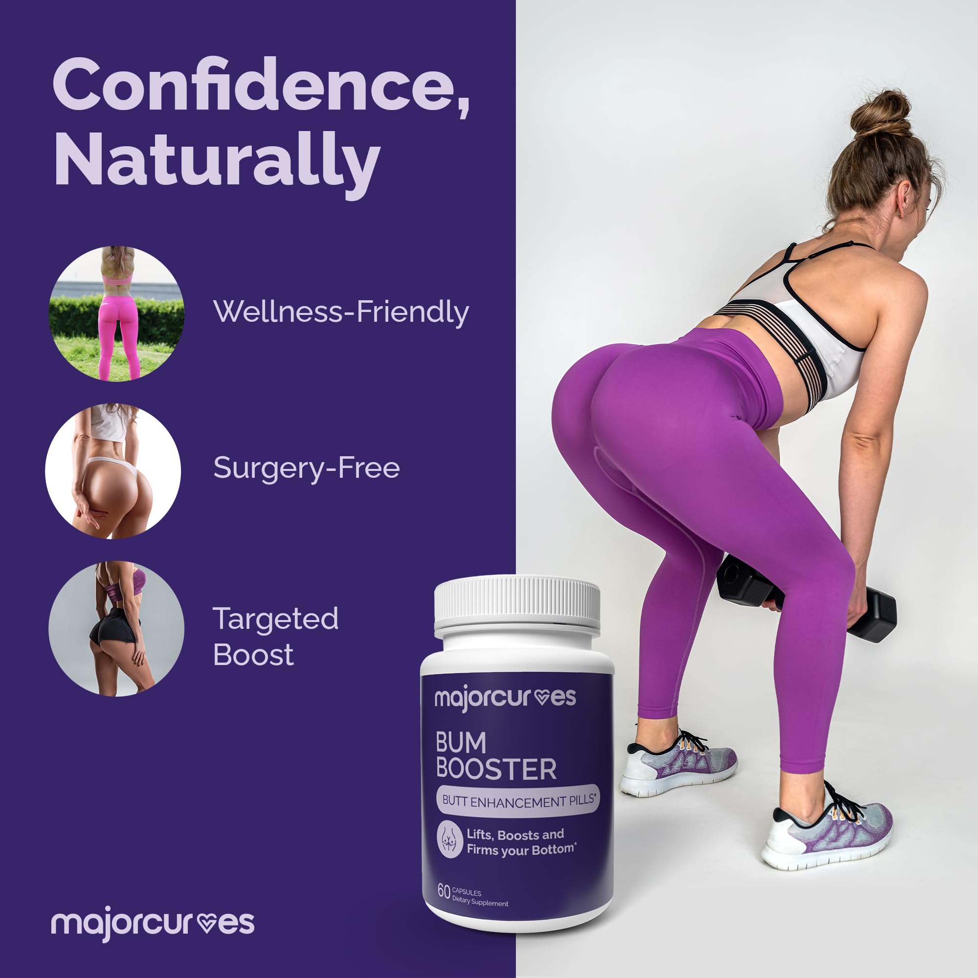 Natural Butt Enhancement & Enlargement Pills - 3 Bottle Supply for Bigger, Fuller Glutes | Booty Growth Supplement for Women | Perfect for Gym, Bikini & Body Confidence