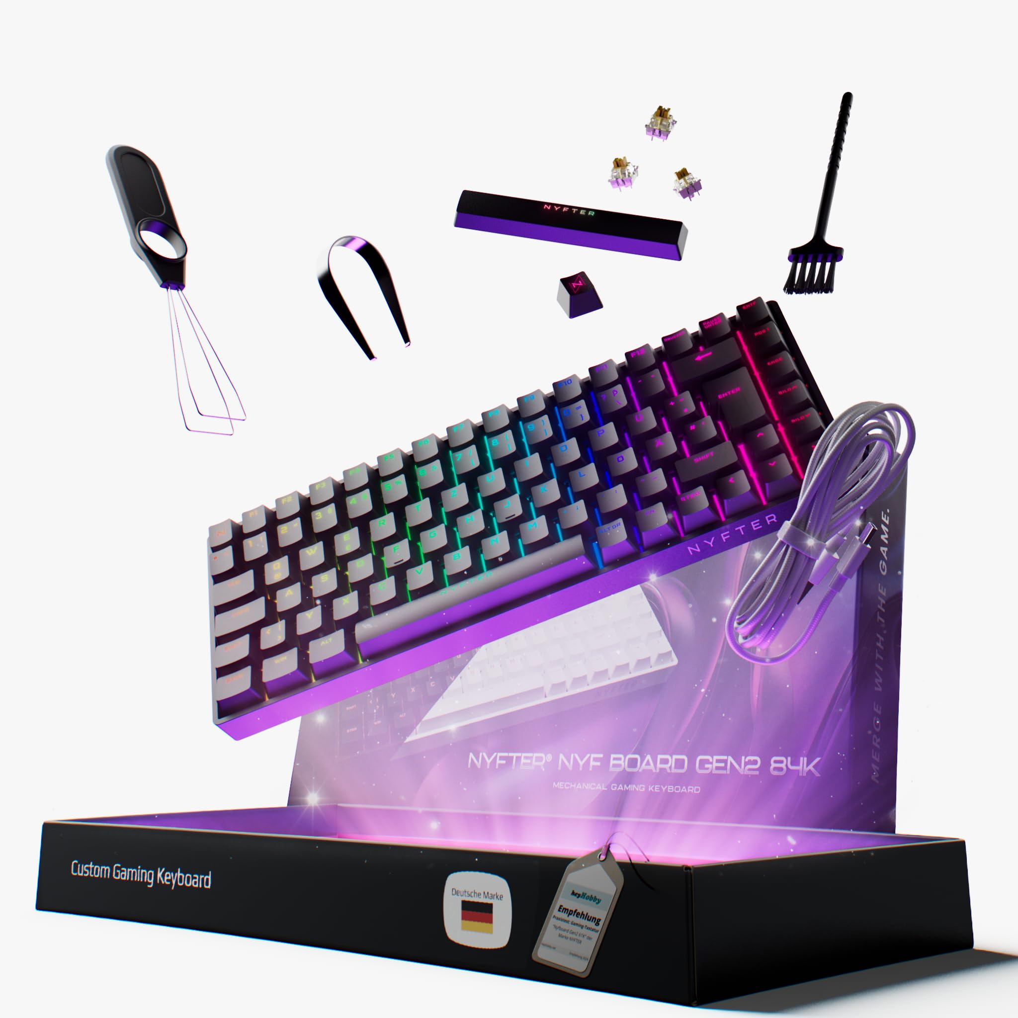 Nyfter 75% Gaming Keyboard - Hot-Swappable Mechanical RGB for PC Gamers - Office & Esports
