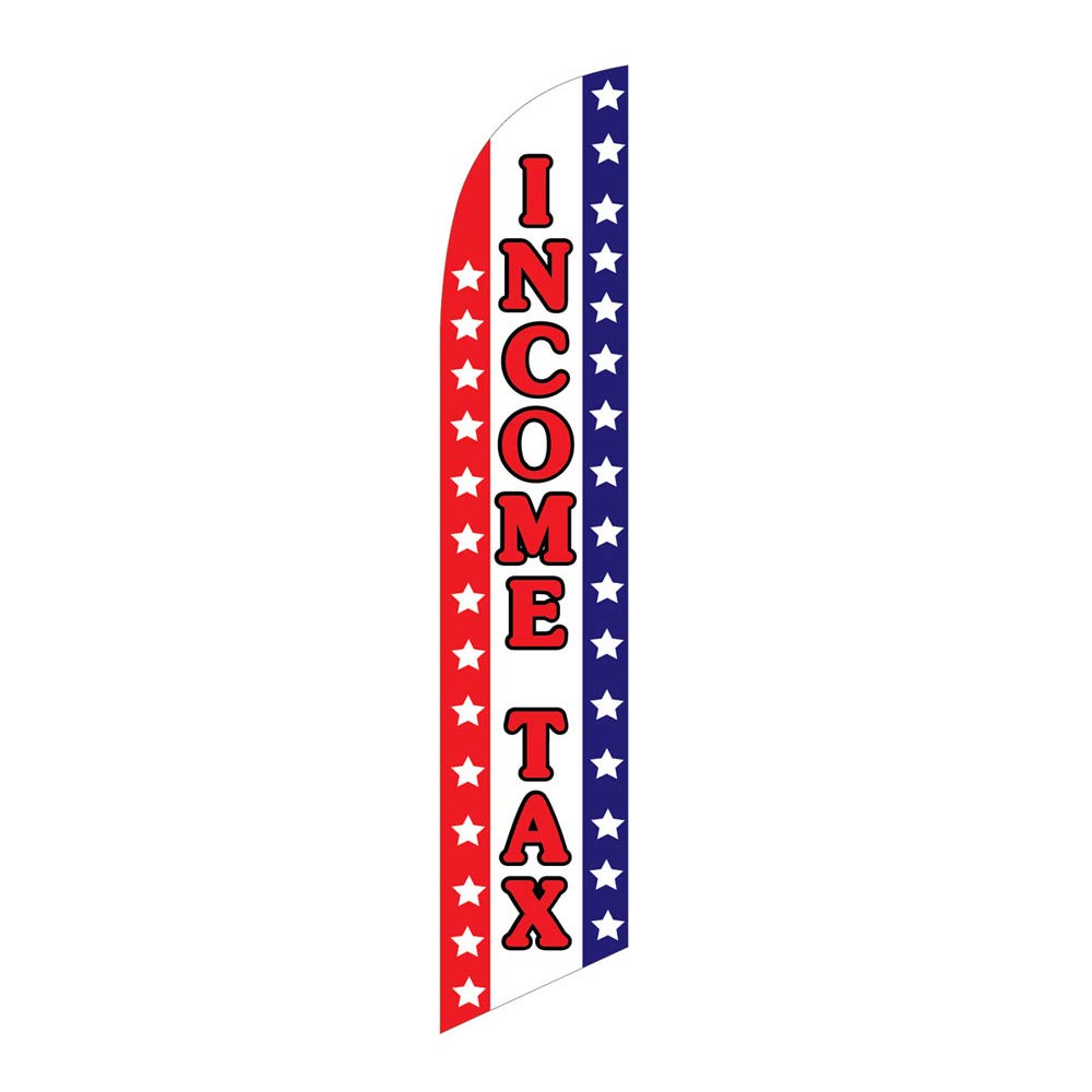 Patriotic Income Tax Outdoor Advertising Feather Banner Swooper Flag - Replacement Flag Only for Business Promotion & Seasonal Decor