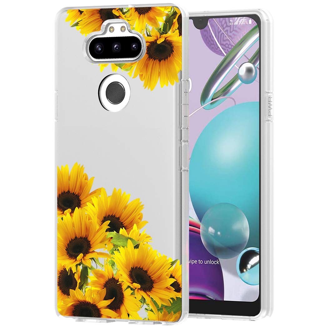 Cute Clear Slim Shockproof TPU Phone Case for LG Aristo 5 Plus/K31/Risio 4/Phoenix 5/Fortune 3 - Sunflower Pattern Protective Cover for Women & Girls | Perfect for Everyday Use, School & Work Protection