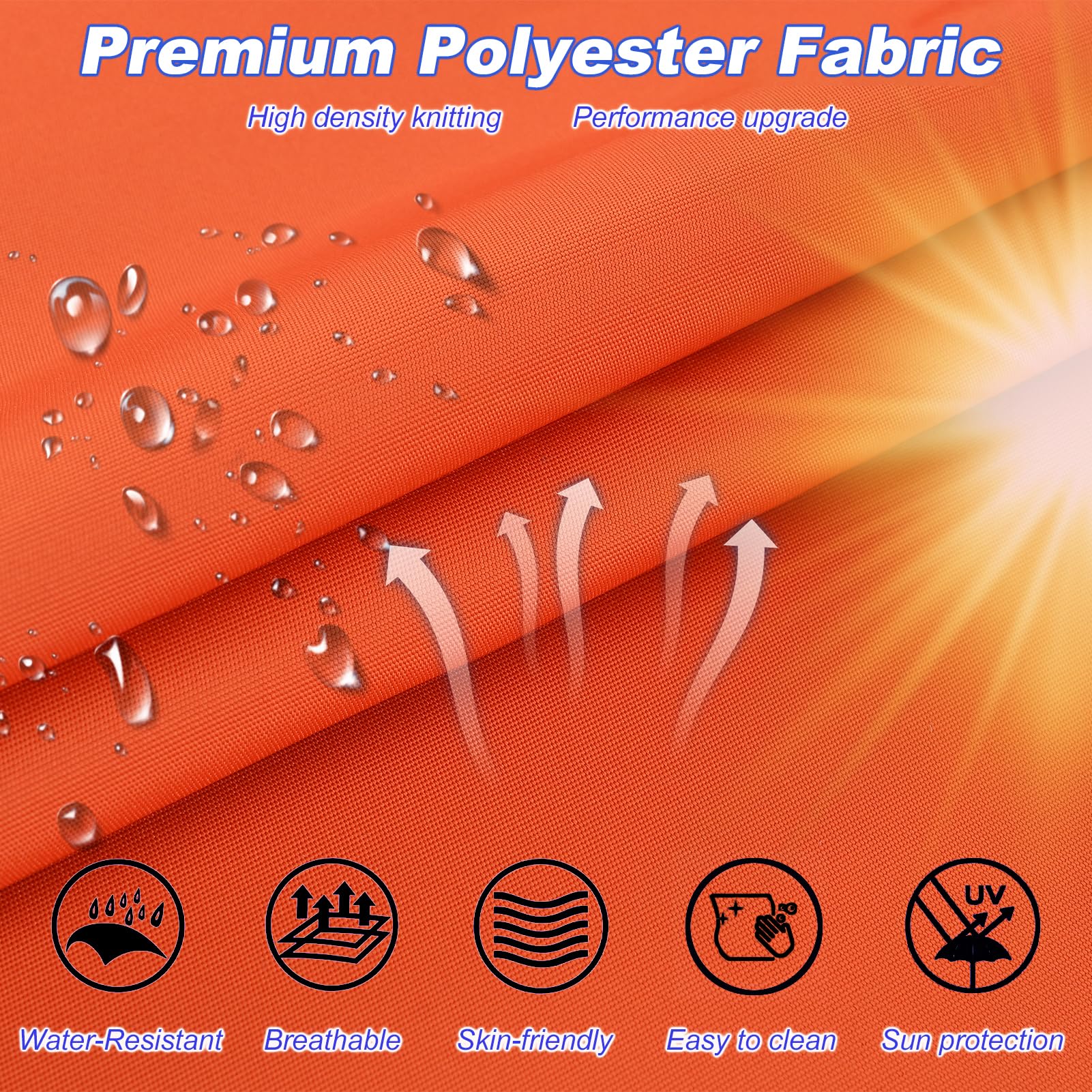 5-Piece Waterproof Round Daybed Cushion Cover with Zipper - 66 x 66 x 2.4 Inch Outdoor Replacement Patio Sunbed Mattress Cover for Rattan Sectional Sofa (Orange) - Perfect for Poolside Lounging, Garden Relaxation & Patio Furniture Protection