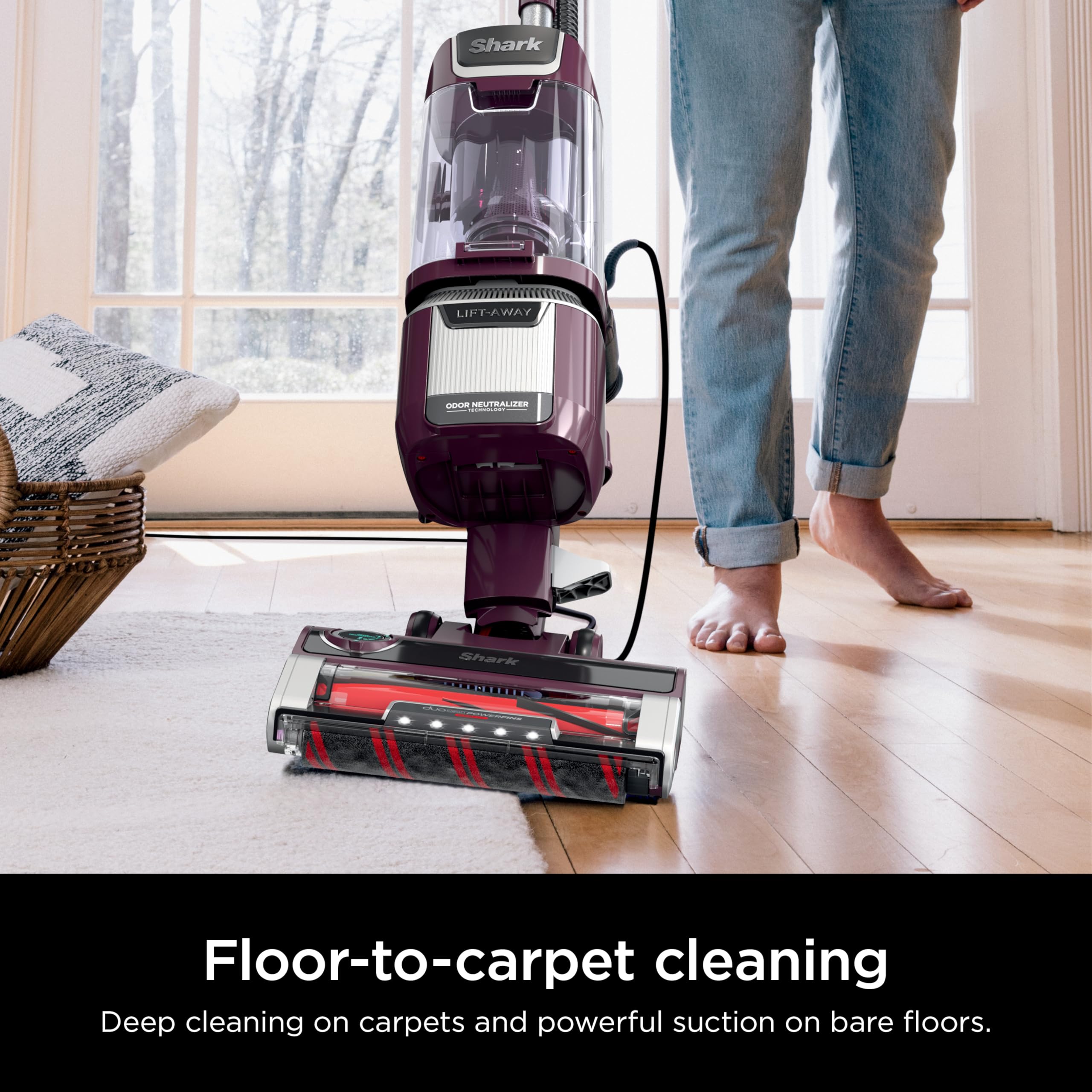 Shark LA702 Rotator Pet Lift-Away ADV Upright Vacuum Cleaner with DuoClean PowerFins, HairPro & Odor Neutralizer - 0.8 Qt Dust Cup, Wine Purple (Renewed) - Perfect for Pet Hair Removal & Deep Cleaning Carpets, Hard Floors & Stairs