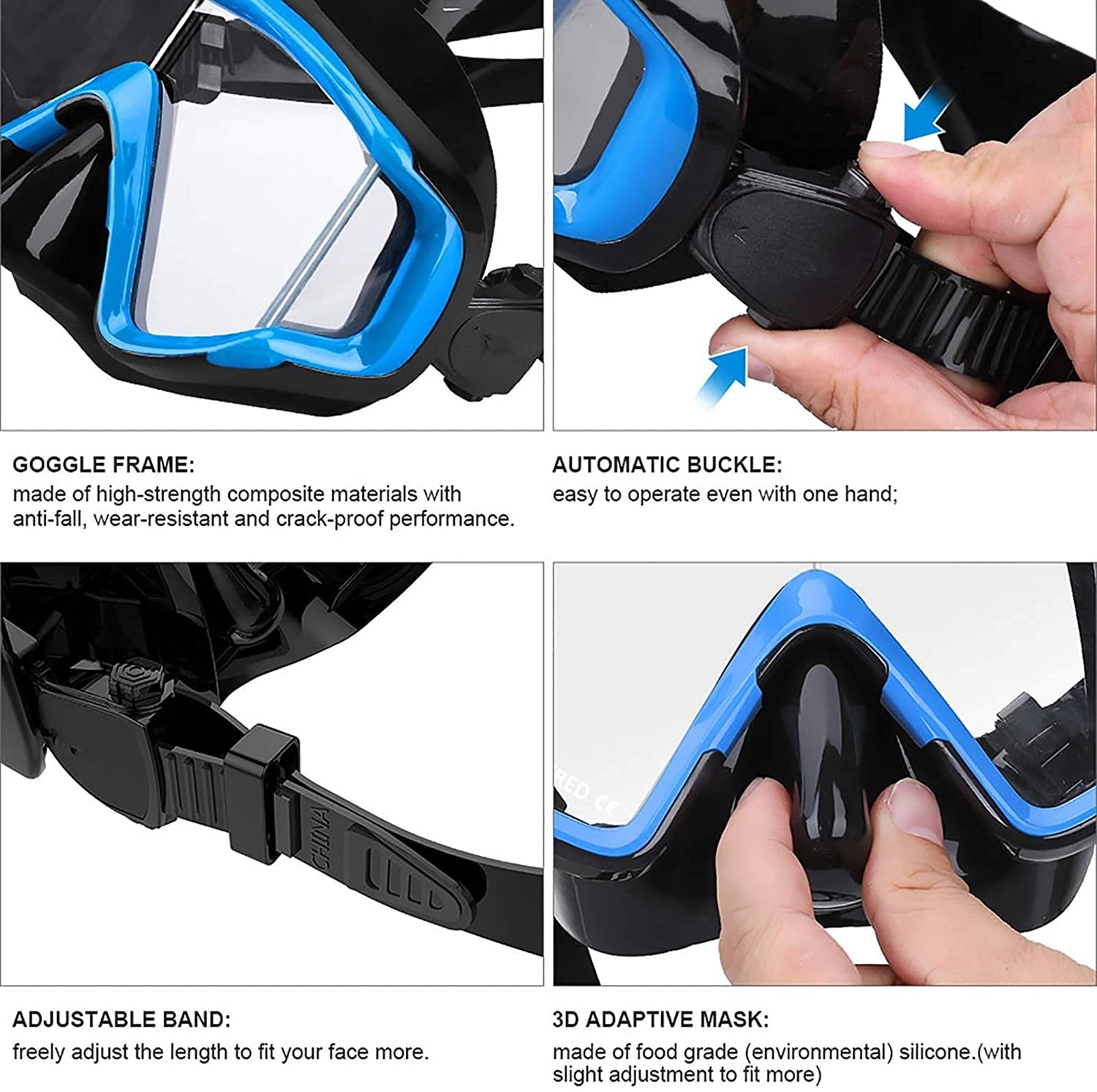 Anti-Fog Waterproof Swim Goggles for Snorkeling & Scuba Diving - Professional Underwater Glasses for Men & Women - Perfect for Ocean, Pool & Water Sports (White)