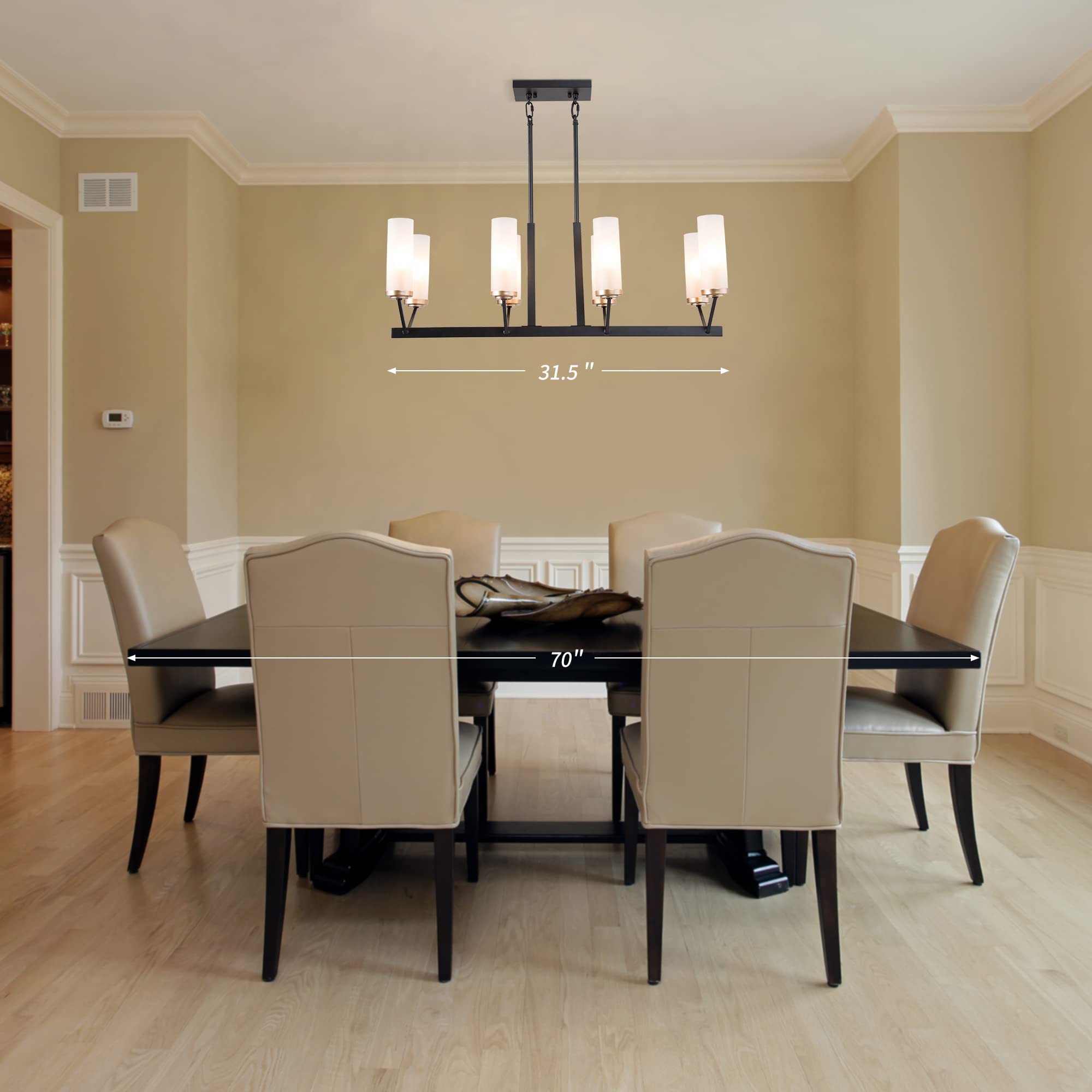 Black Gold 8-Light Modern Farmhouse Chandelier - 31.5