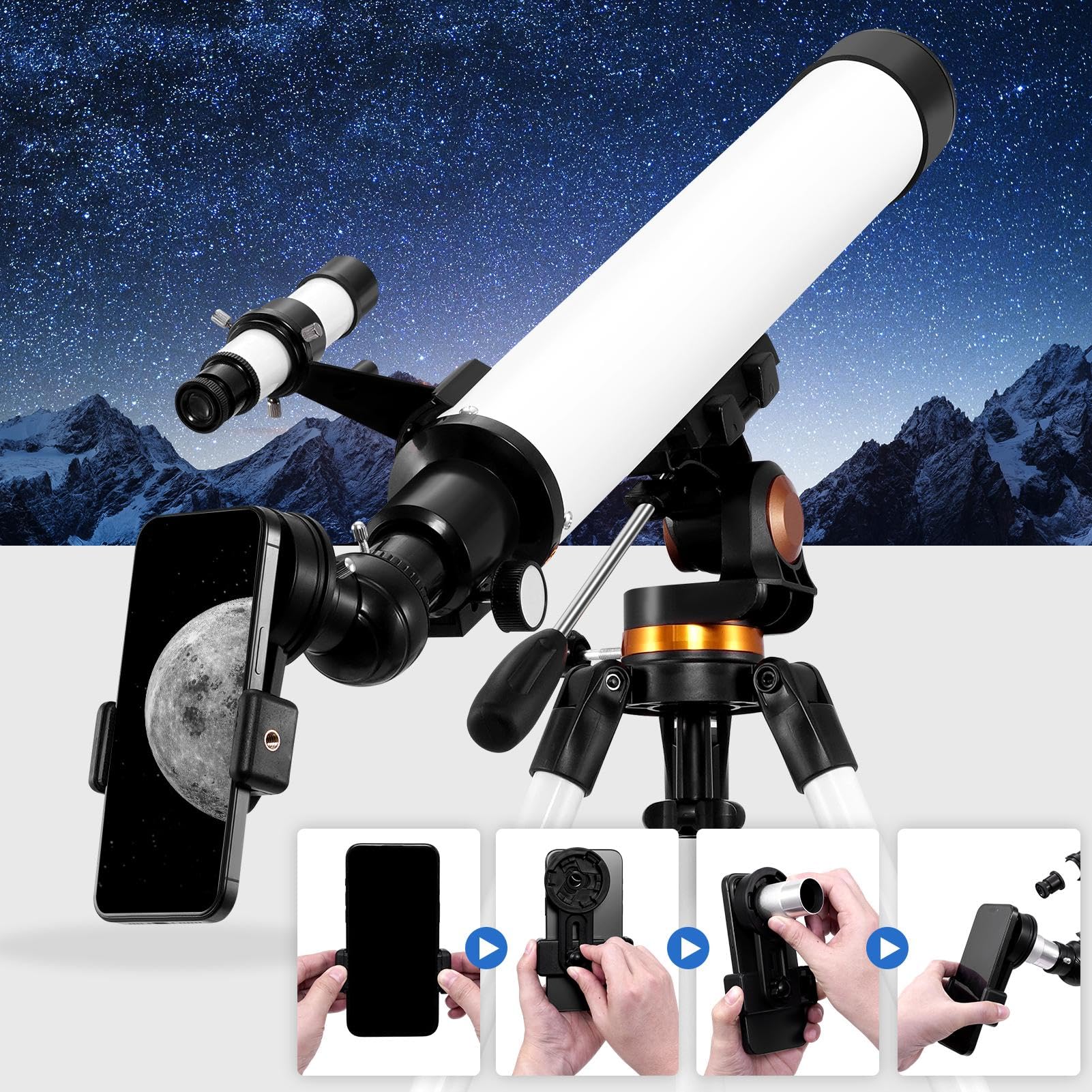 Premium Sararoom Telescope for Adults & Kids - 70mm Aperture 700mm Refractor Astronomy Telescope with Tripod, Phone Adapter & Wireless Remote - Ideal for Stargazing, Moon Watching & Outdoor Travel Adventures