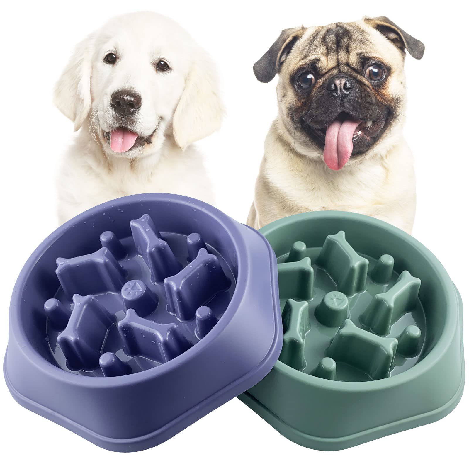 CAISHOW Slow Feeder Dog Bowl - Anti-Gulping Healthy Eating Bowl for Small & Medium Dogs | Interactive Bloat Prevention | Non-Slip Pet Food Dish for Slow Feeding | Perfect for Fast Eaters & Mealtime Enrichment