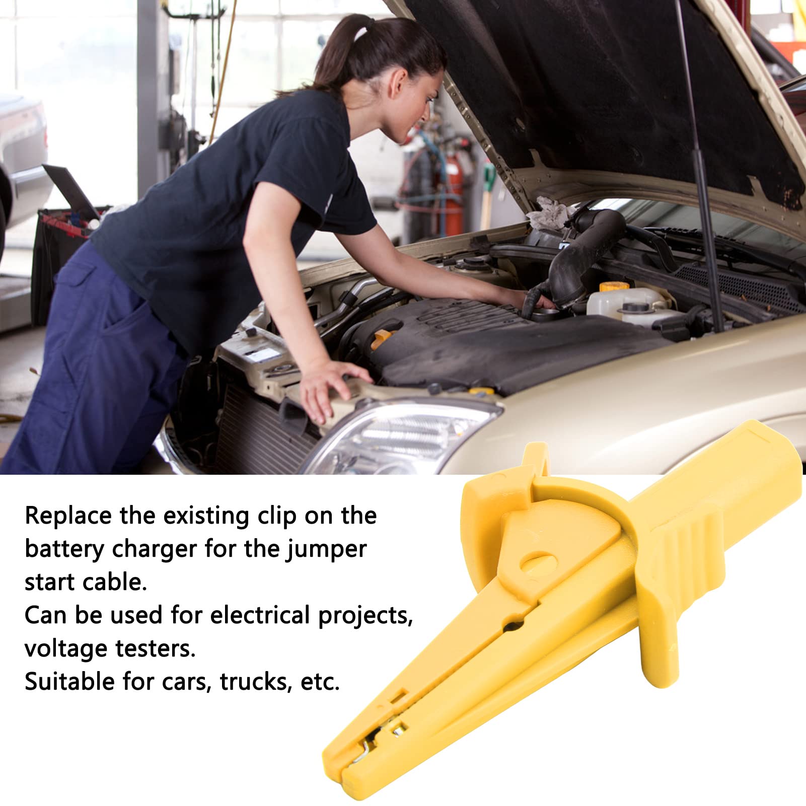 Insulated Banana Test Clips with 4mm Jack - Electrical Test Probes for Multimeters (Yellow)