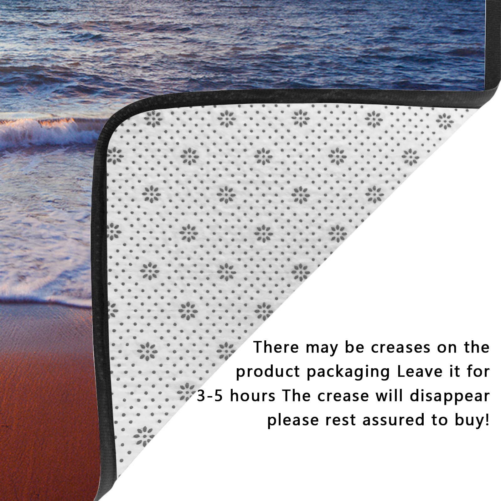 Washable Non-Slip Sponge Rug Pad - Super Soft Extra Thick Floor Mat for Kids Bedroom, Living Room, Bathroom & Dorm | Beach Waves Seascape Design | Ideal for Indoor Use, Home Decor & Cozy Spaces
