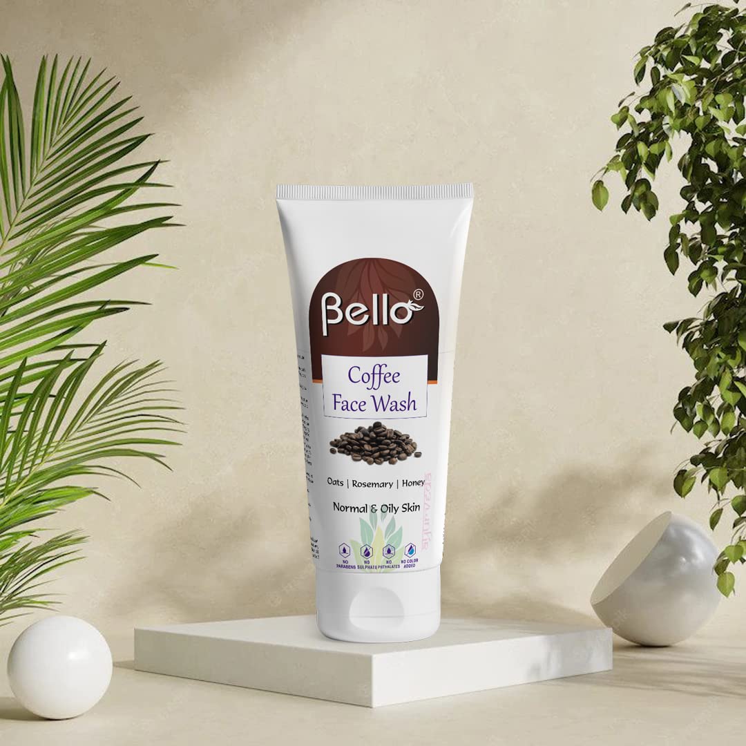 Bello Coffee Face Wash 120ml for Oily & Normal Skin - Refreshing Coffee Scent for Men & Women | Daily Cleansing & Oil Control for Fresh, Glowing Skin