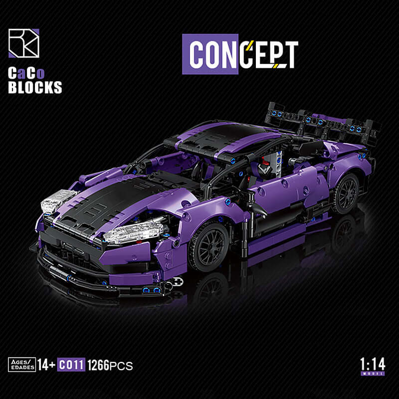 Aston Martin GT3 Building Block Set - 1266pcs CACO BLOCK Model Kit for Adults & Teens | Collectible Sports Car Toy for Display, Gift, and Racing Enthusiasts