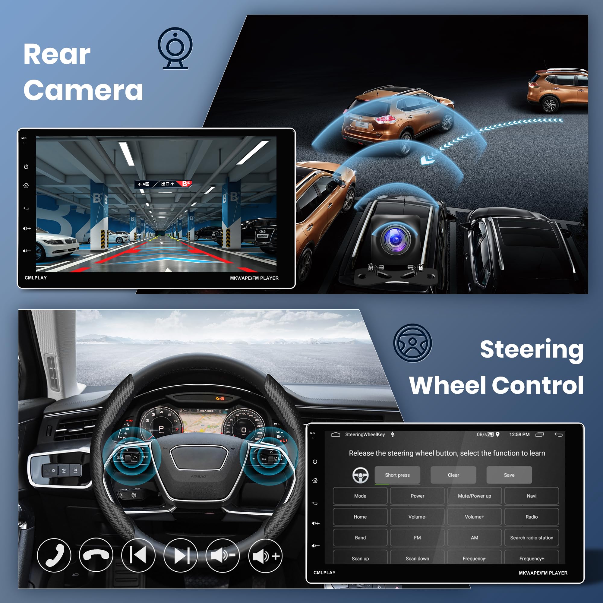 2G+64G Single Din Wireless CarPlay & Android Auto Car Stereo - 9 Inch Touch Screen with WiFi, GPS Navigation, Bluetooth, FM Radio & Backup Camera - Perfect for Seamless Driving & Hands-Free Calls