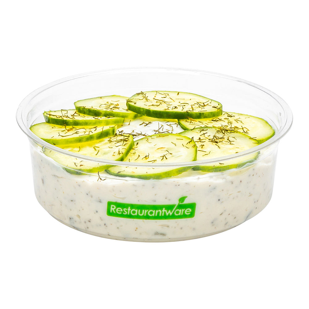 Eco-Friendly 8 oz Round Clear Compostable Plastic Deli Containers - 50 Pack (4.75