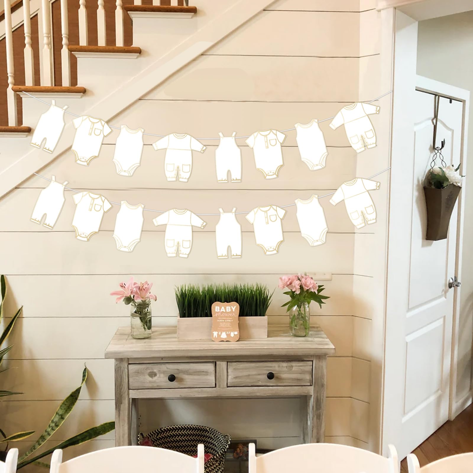 2Pcs Neutral Baby Clothes Banners for Gender Reveal Party - Baby Shower Decorations for Boys & Girls - Perfect for Nursery Decor and Gender Neutral Celebrations