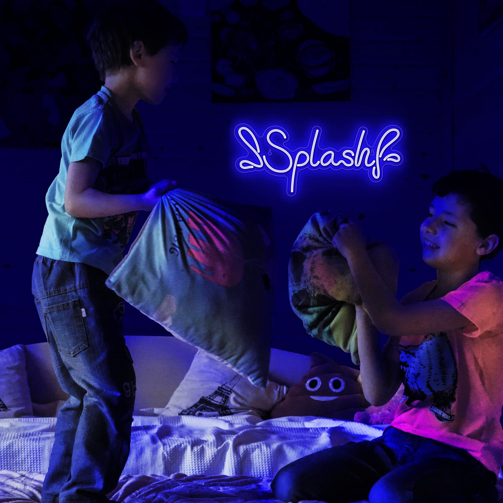 Lumoonosity Splash Neon Sign - Premium LED Wall Light for Kids & Teens Room Decor - Basketball Theme with On/Off Switch (16.5