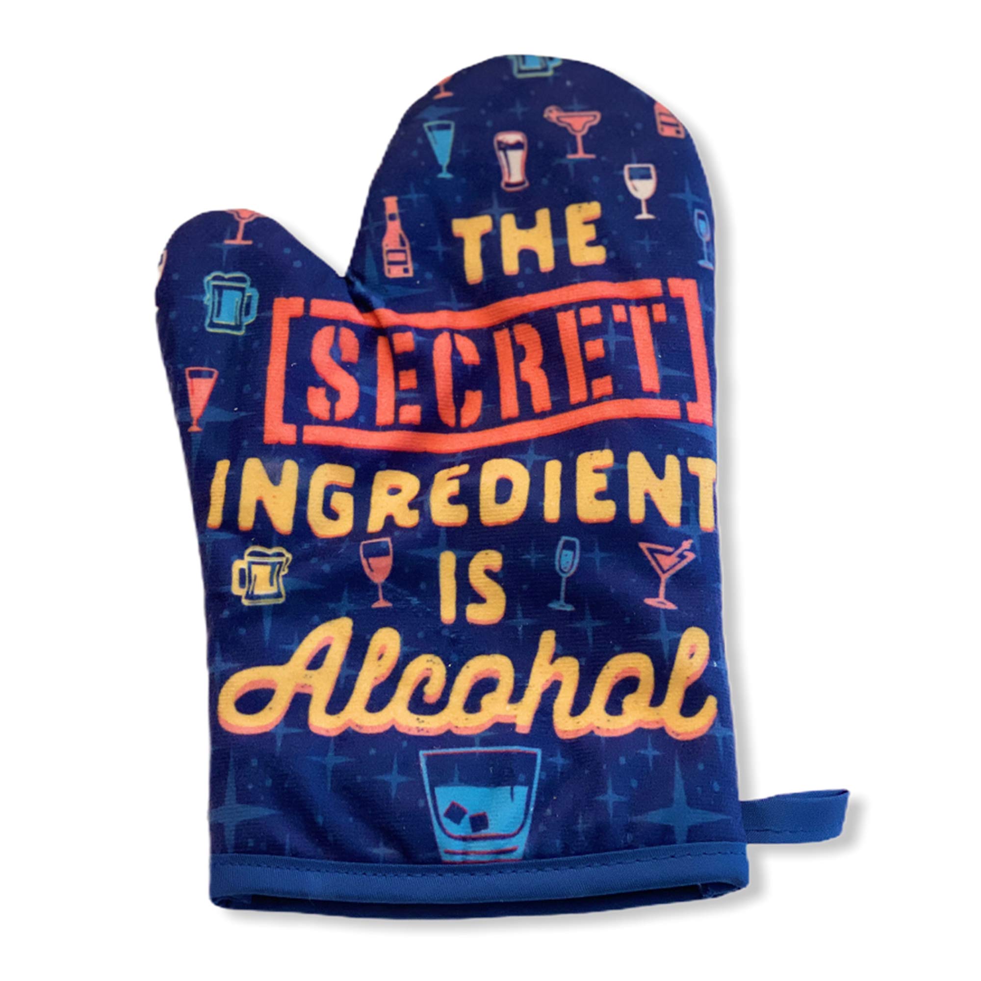Funny Drinking Cocktail Graphic Kitchen Accessories - The Secret Ingredient Is Alcohol - Perfect for Home Bars, Parties & Gifts